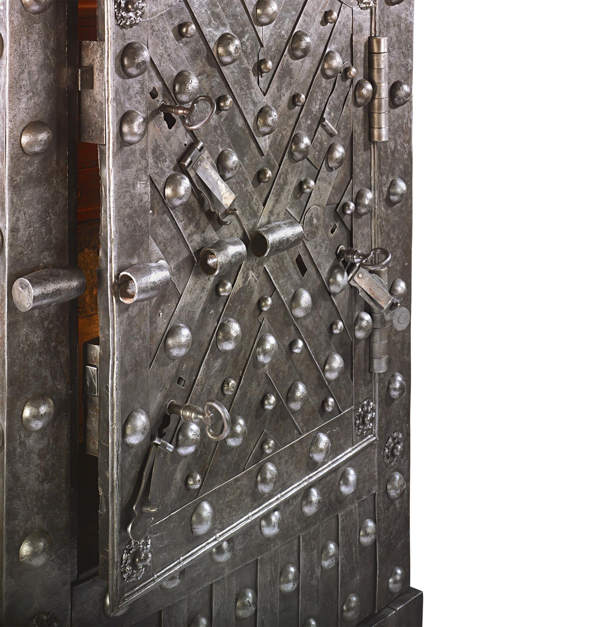 18th Century and Earlier Italian Baroque Iron Safe For Sale
