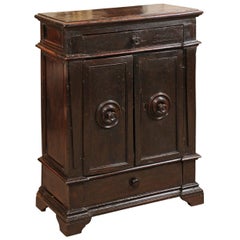 Italian Baroque Late 17th Century Black Painted Walnut Credenza