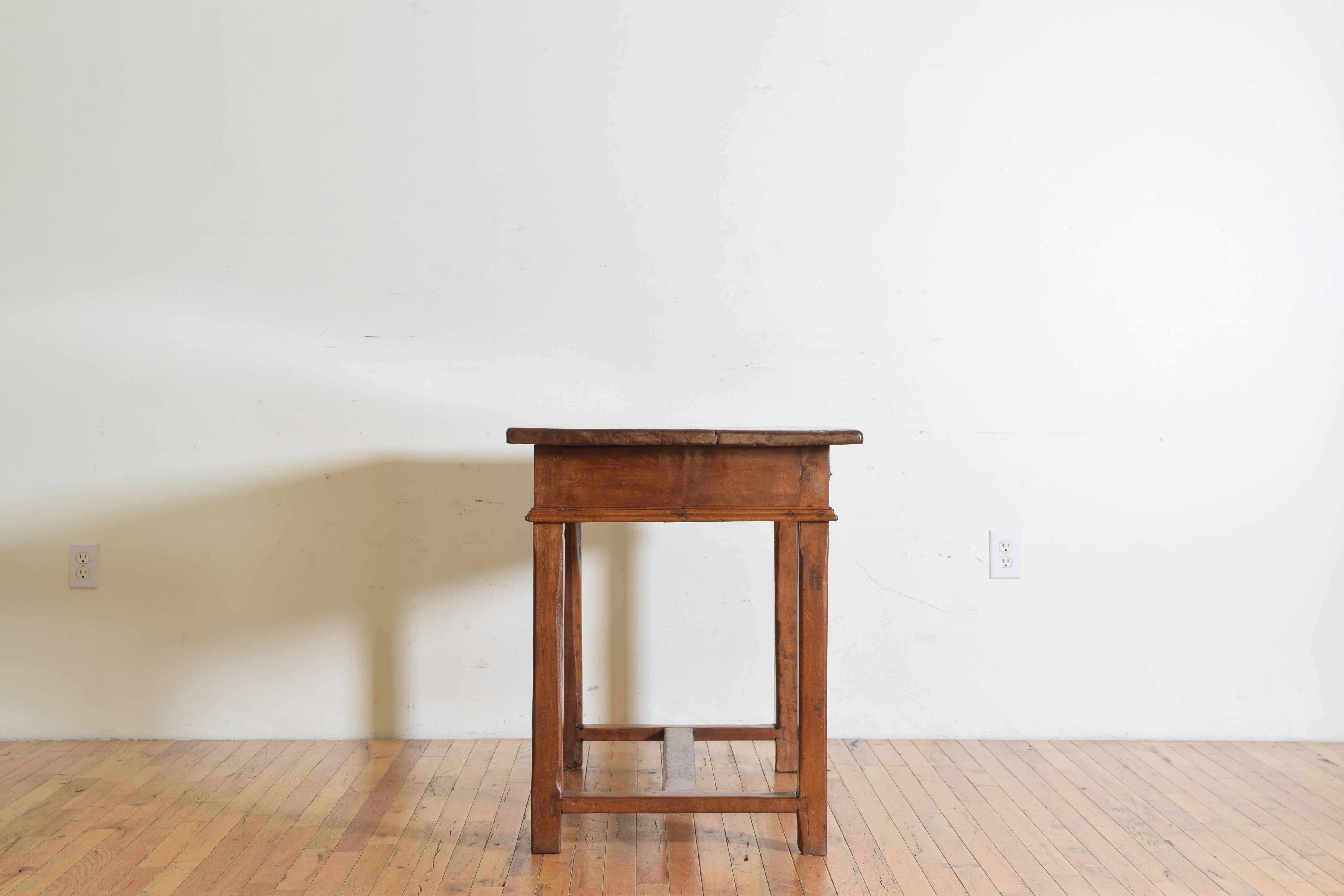 17th Century Italian Baroque Light Walnut 1-Drawer Center Table / Writing Table