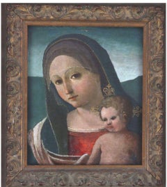 Italian Baroque Madonna And Child Oil On Board Painting