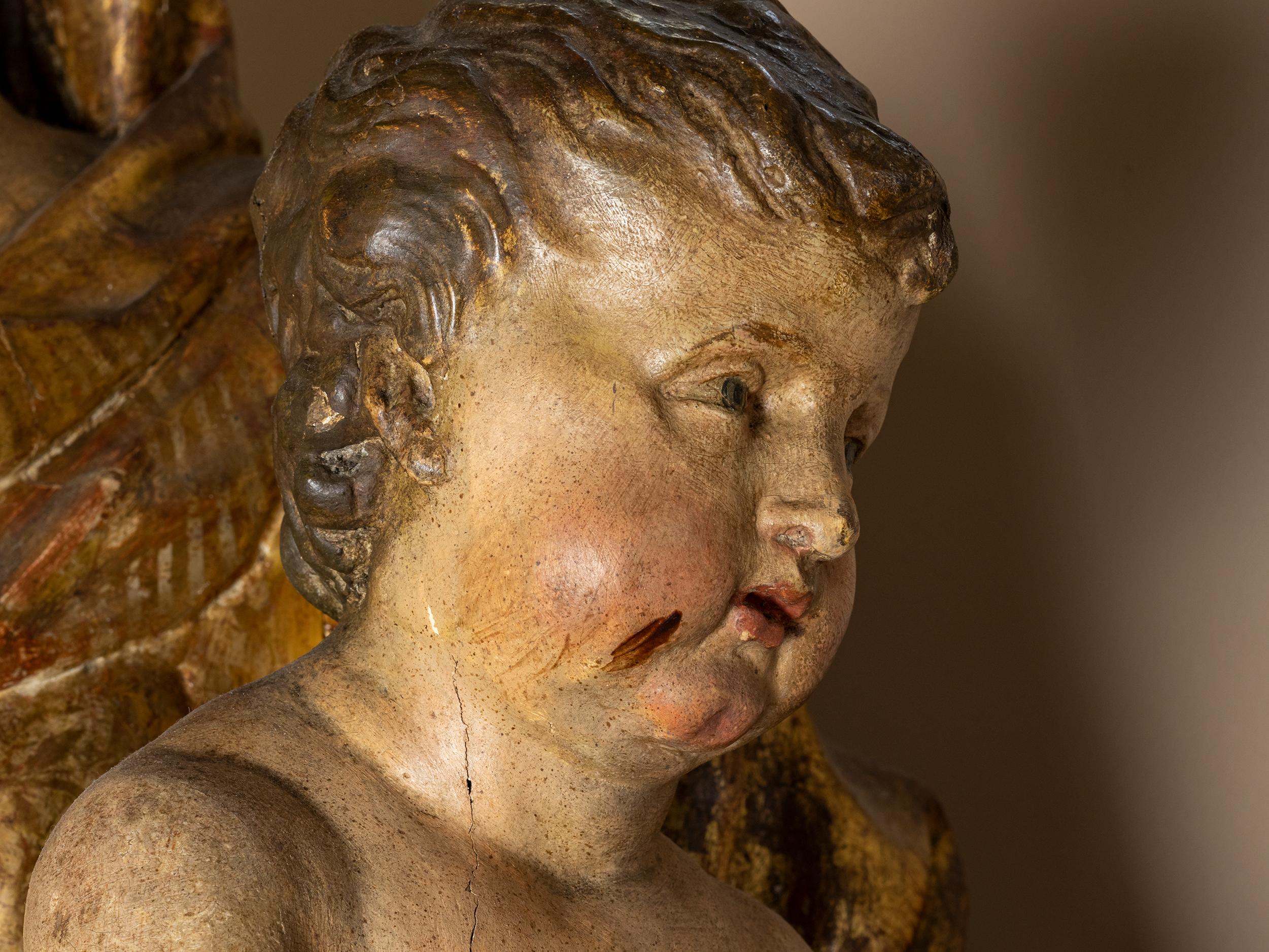 Italienische barocke Madonna mit Child Skulptur, 18. Jahrhundert (Barock) im Angebot