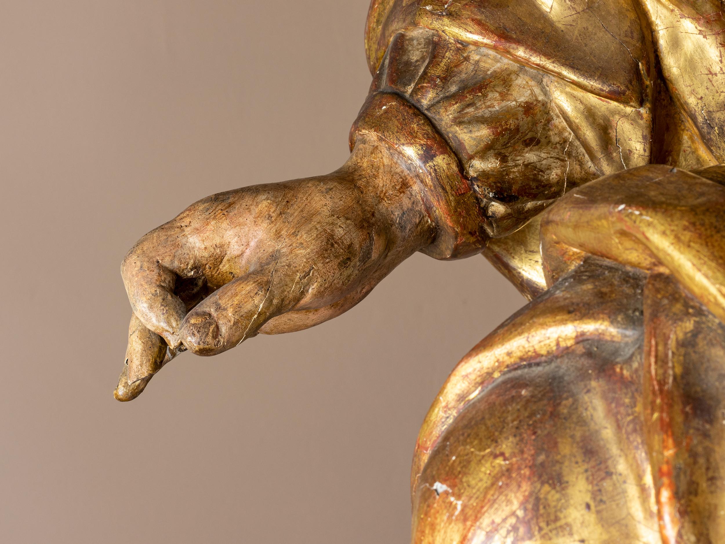 Italienische barocke Madonna mit Child Skulptur, 18. Jahrhundert (Patiniert) im Angebot