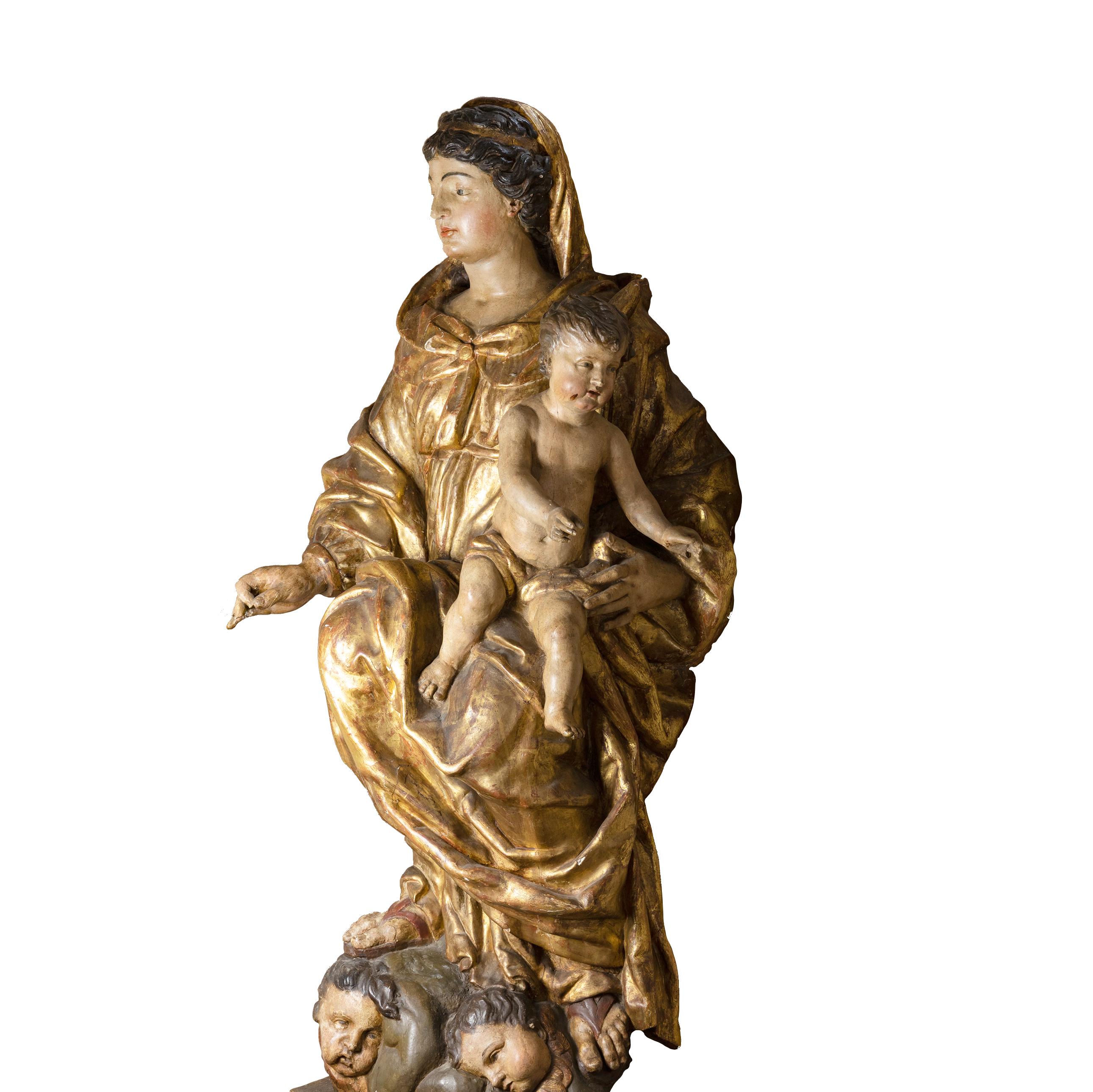 Italian Baroque Madonna and Child Sculpture, 18th Century For Sale 2