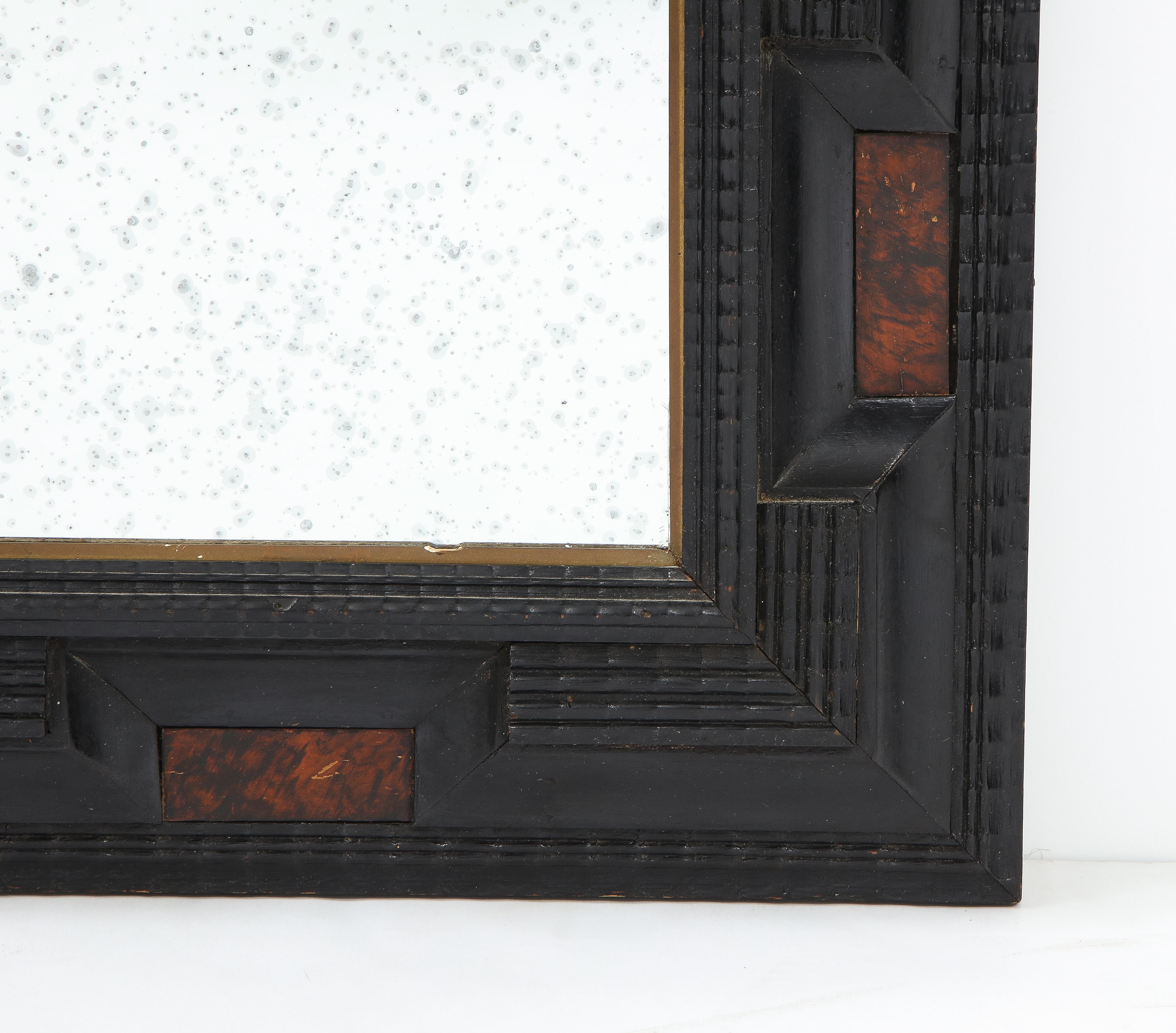 Italian Baroque Manner Ebonized and Faux Tortoise Shell Mirror Frame In Good Condition In New York, NY