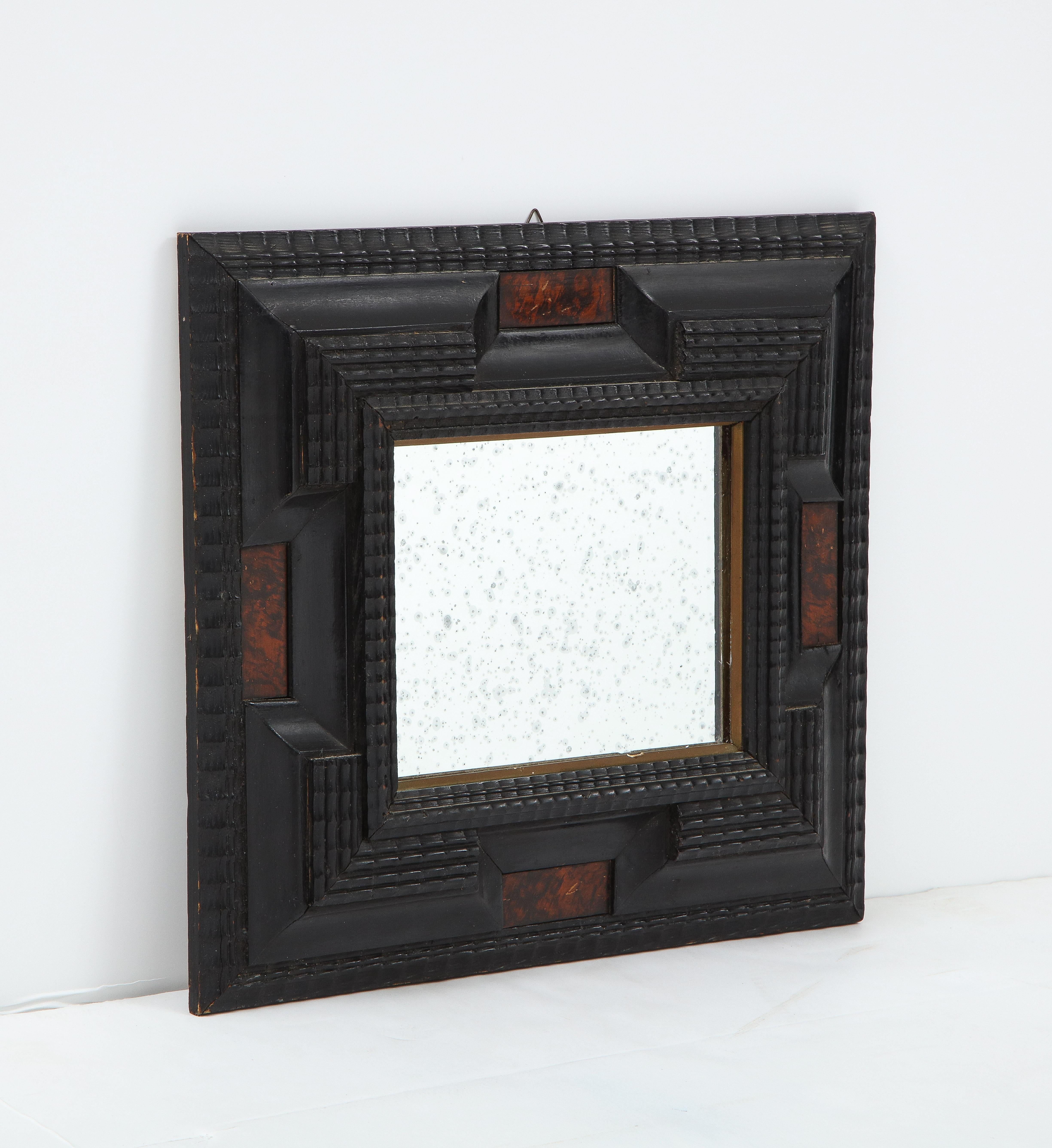 Italian Baroque Manner Ebonized and Faux Tortoise Shell Mirror Frame 1