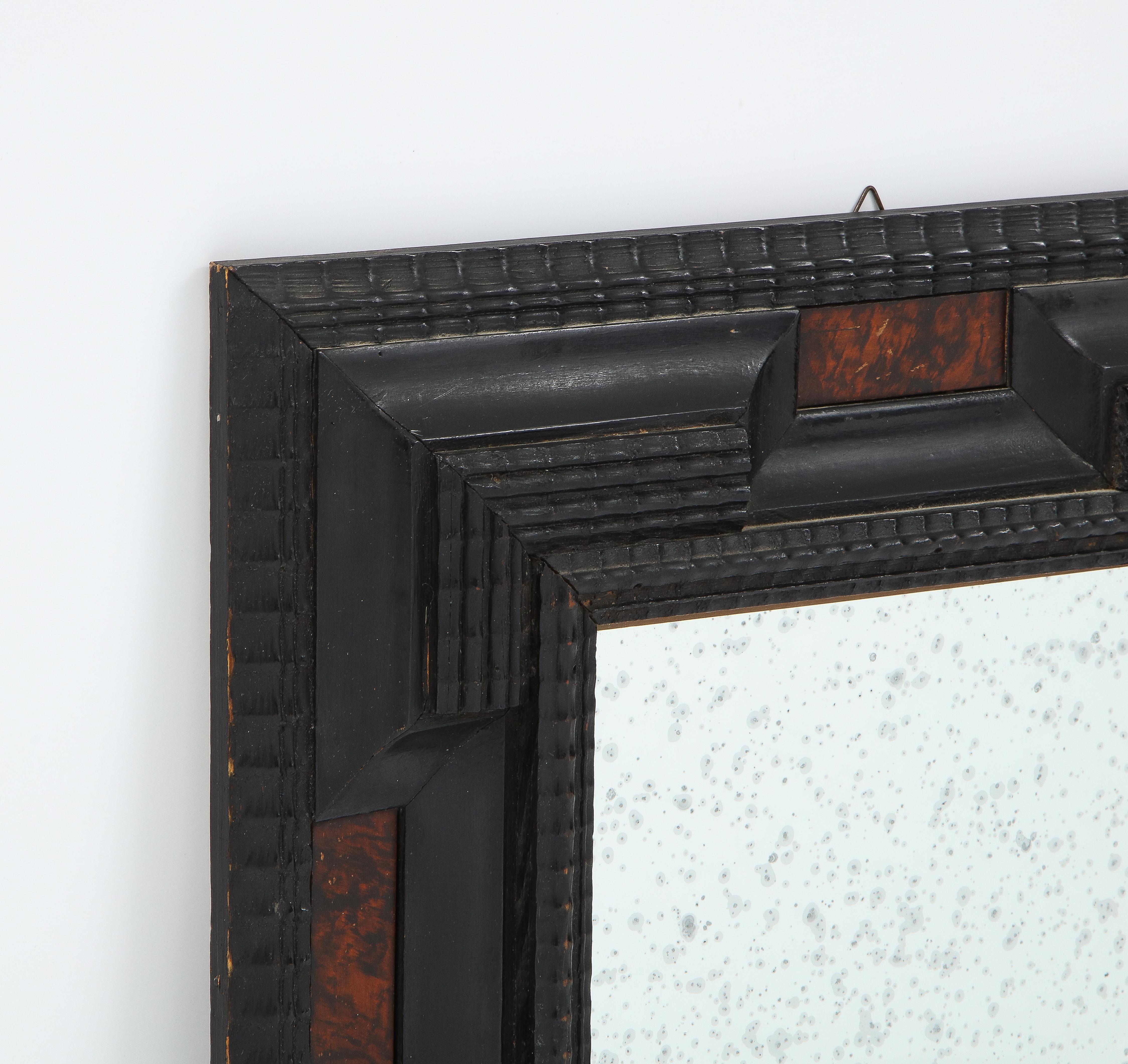 Italian Baroque Manner Ebonized and Faux Tortoise Shell Mirror Frame 2