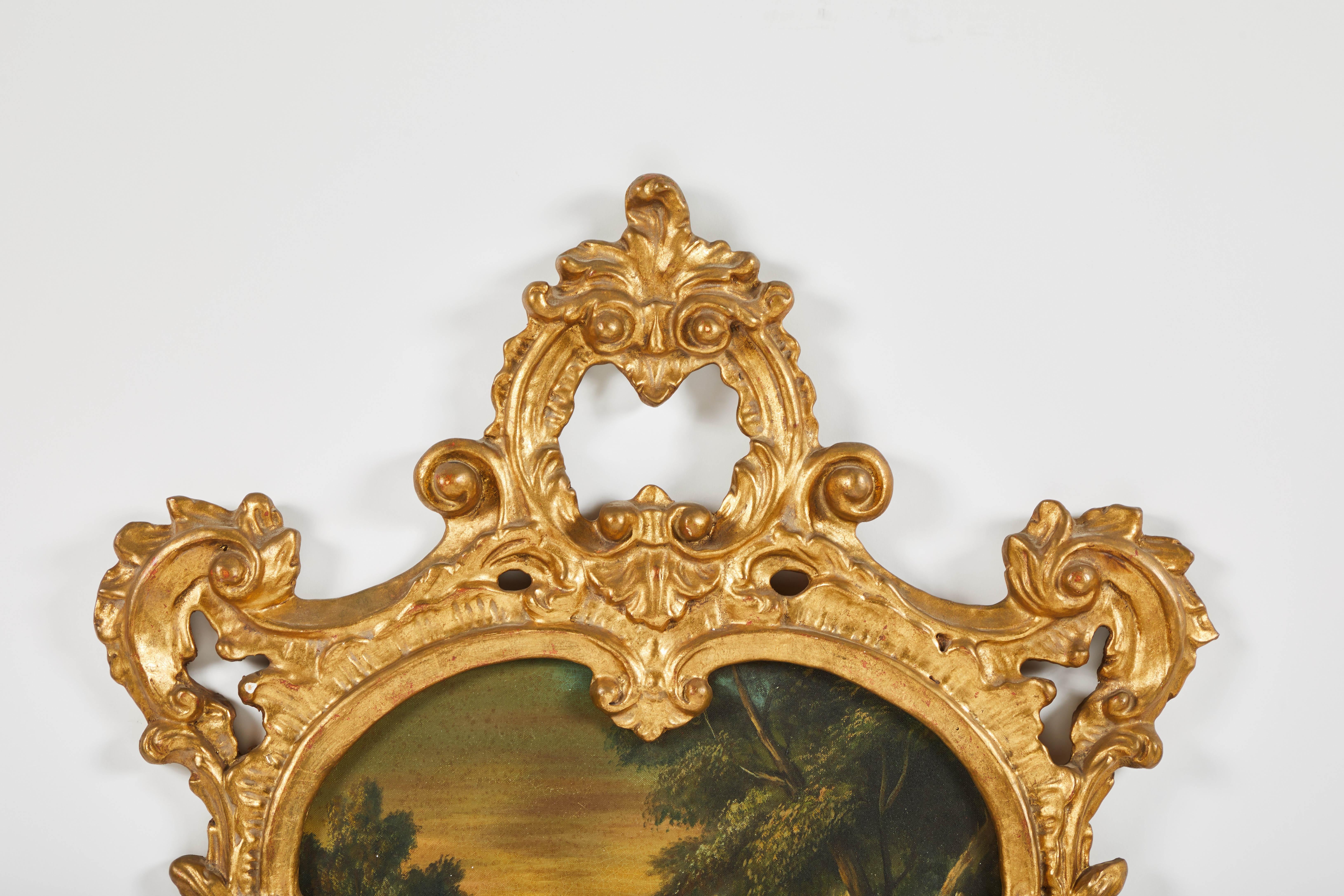 Italian Baroque Mirror Style Carved Giltwood Trumeau Mirror For Sale 3