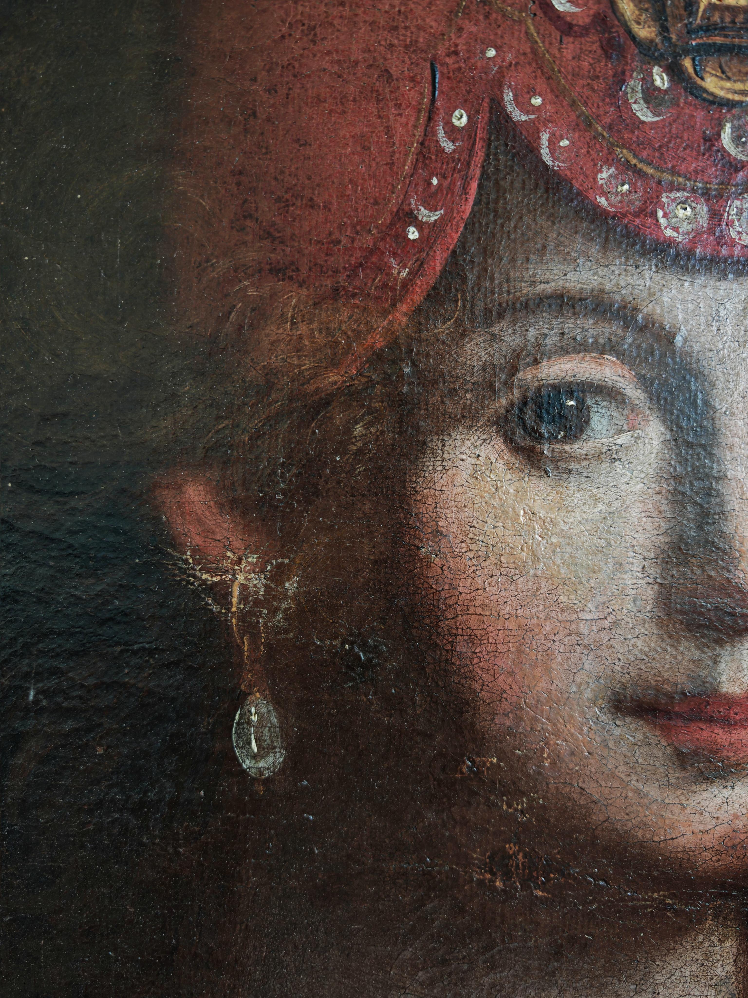 Italiano Olio su tela barocco italiano raffigurante Sybilla // Italia, XVII secolo in vendita