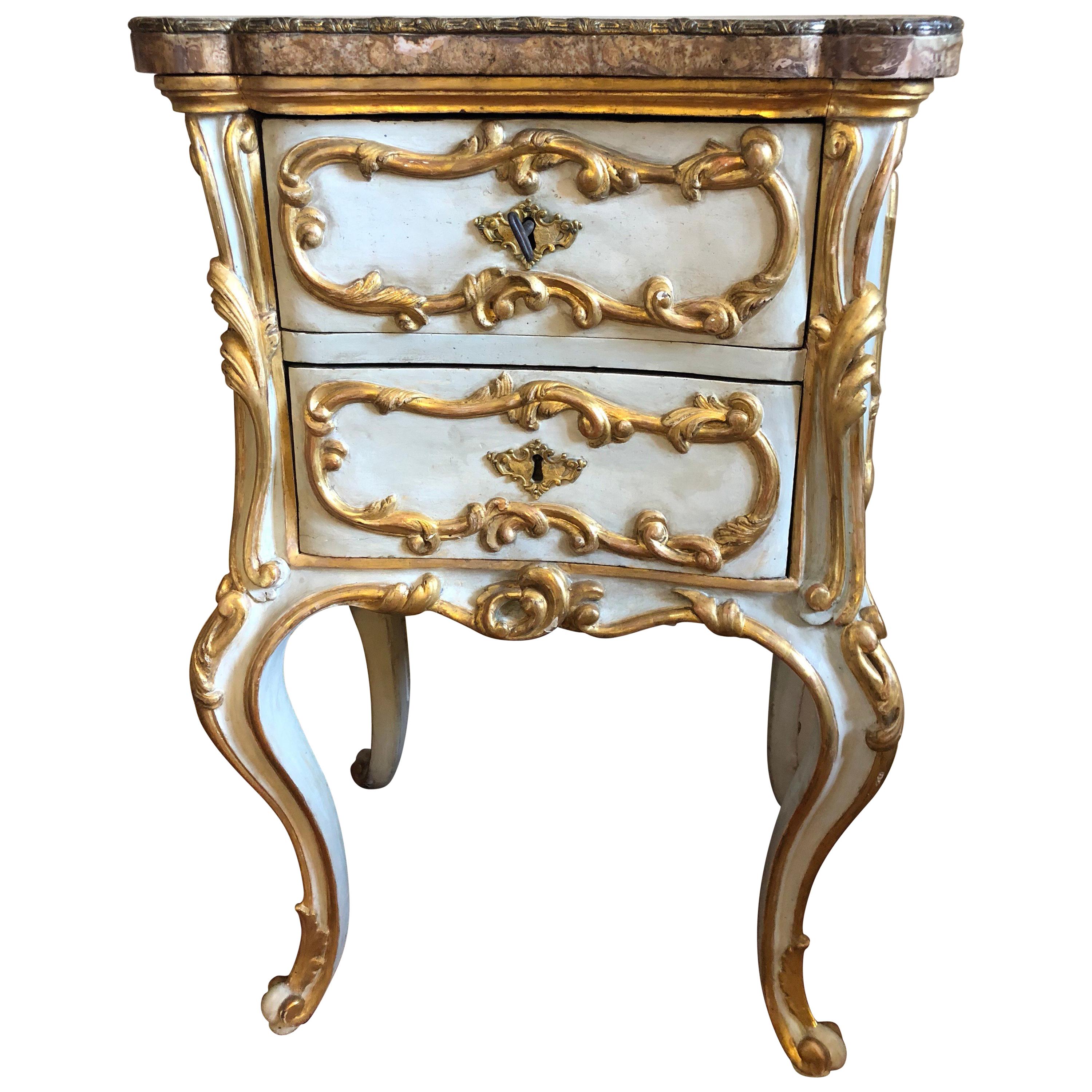 Italian Baroque Painted and Parcel-Gilt Commodini For Sale