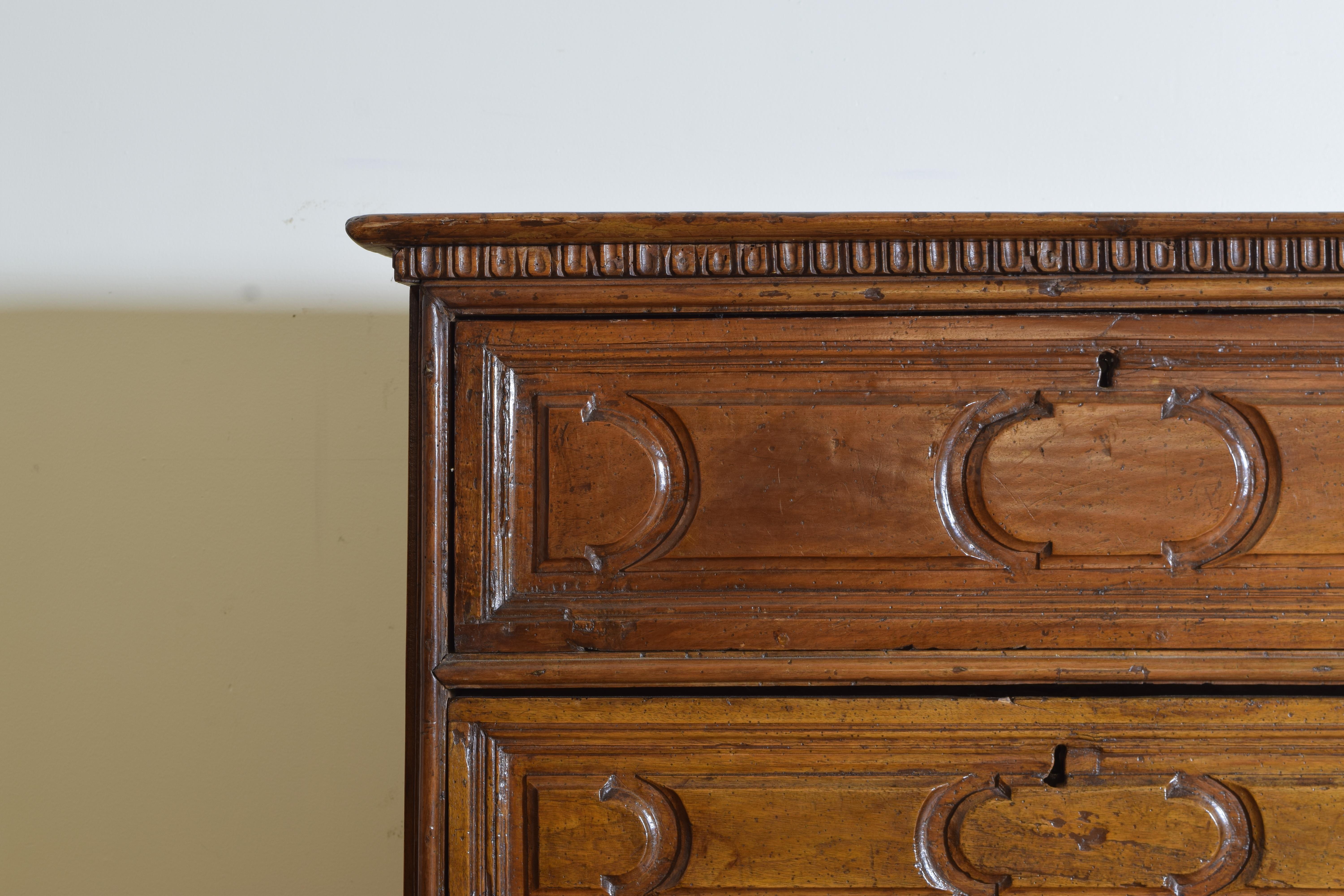 Italian Baroque Period Light Walnut Three Drawer Commode 1