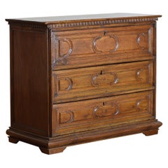 Italian Baroque Period Light Walnut Three Drawer Commode