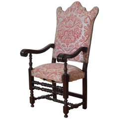 Italian Baroque Period Walnut and Upholstered Poltrona