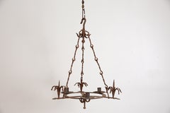 Italian Baroque Style Wrought Iron 3-Light Chandelier, Early 19th Century