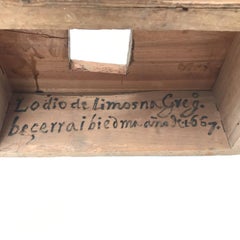 17th Century Italian Baroque Basement Painted and Gilt Wood Sculpture Stand 1661