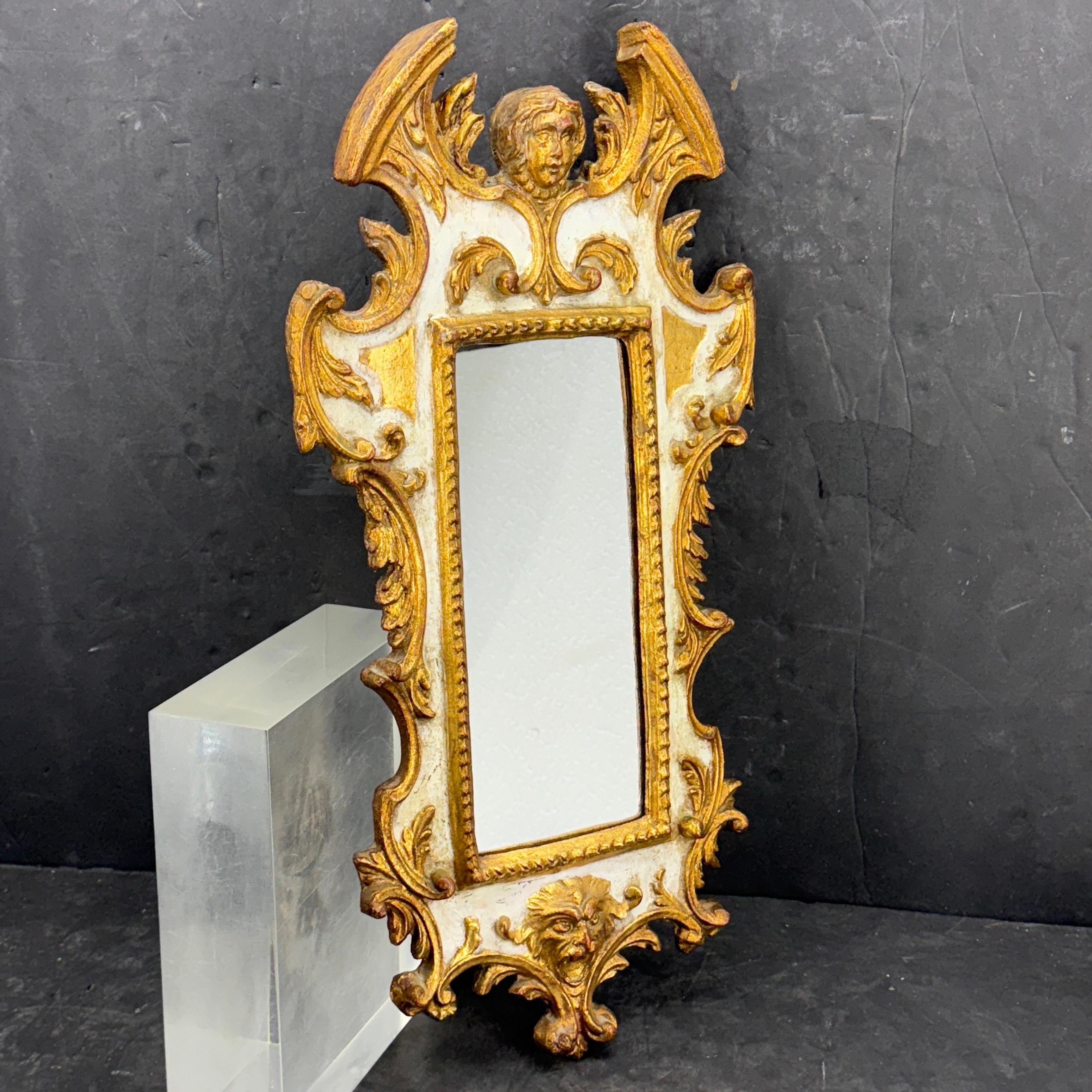 Italian Baroque Putti Gold Gilded Wall Mirror In Good Condition For Sale In Haddonfield, NJ