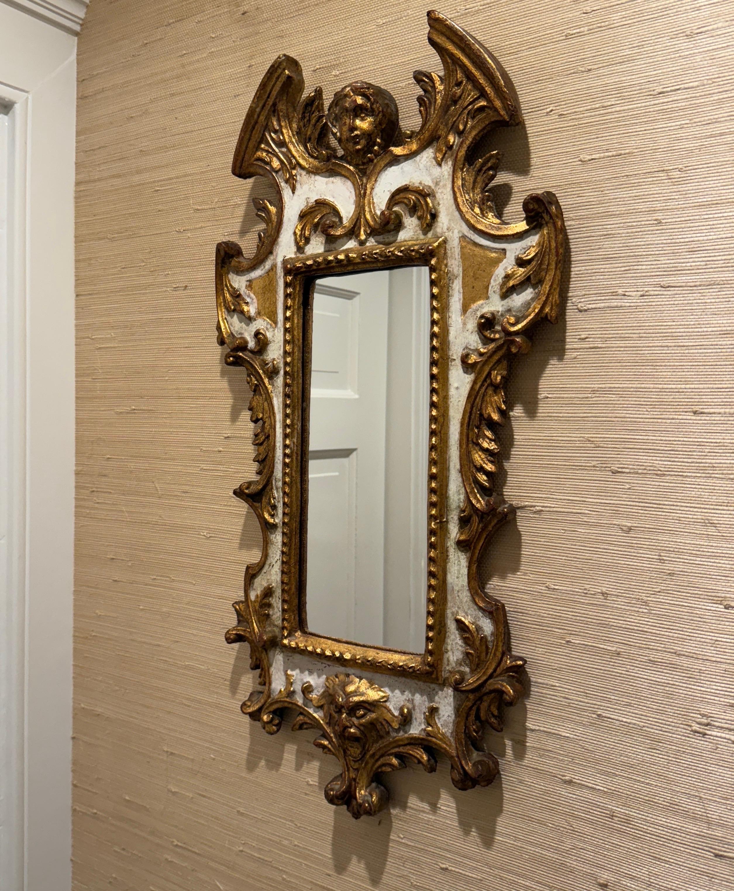 19th Century Italian Baroque Putti Gold Gilded Wall Mirror For Sale