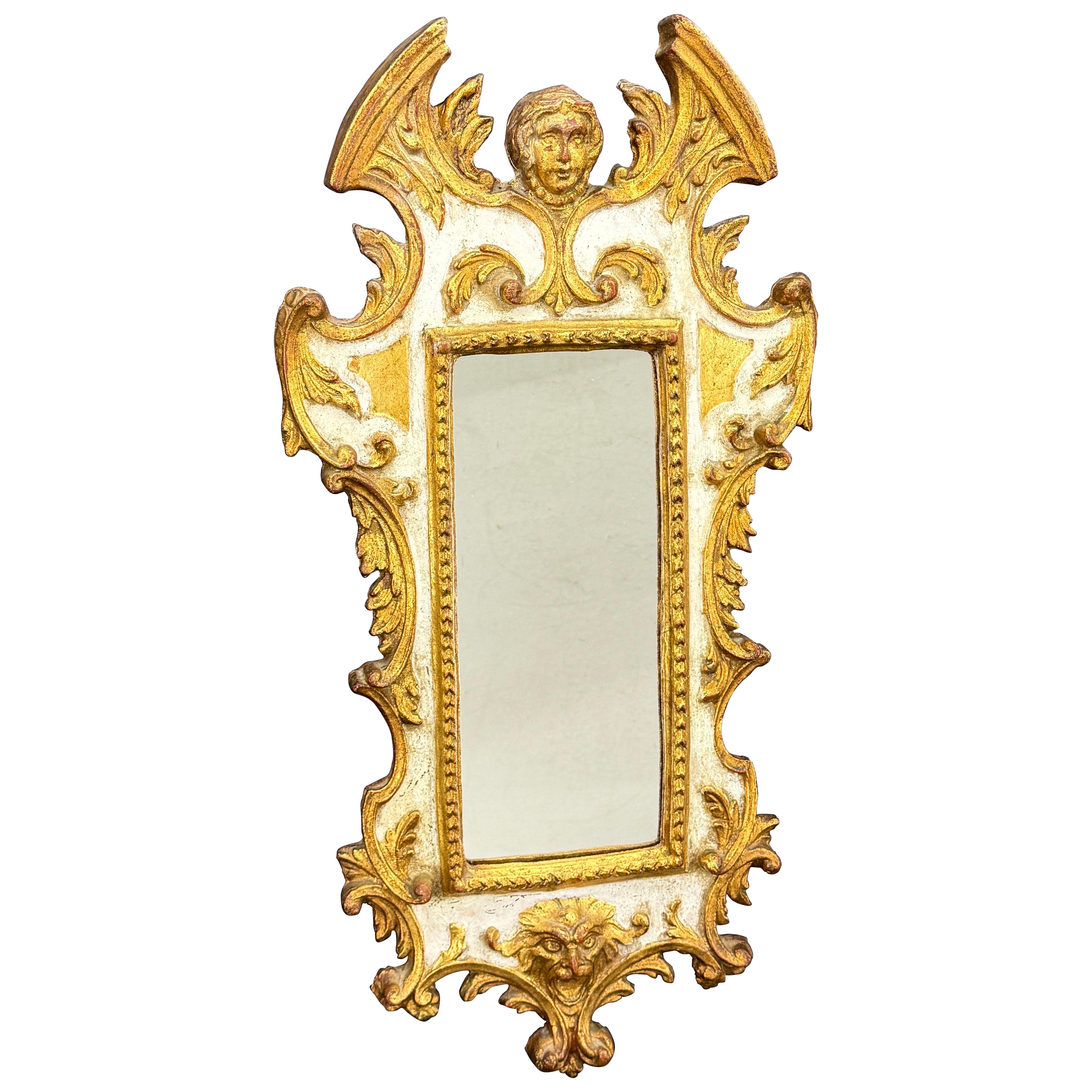 Italian Baroque Putti Gold Gilded Wall Mirror For Sale