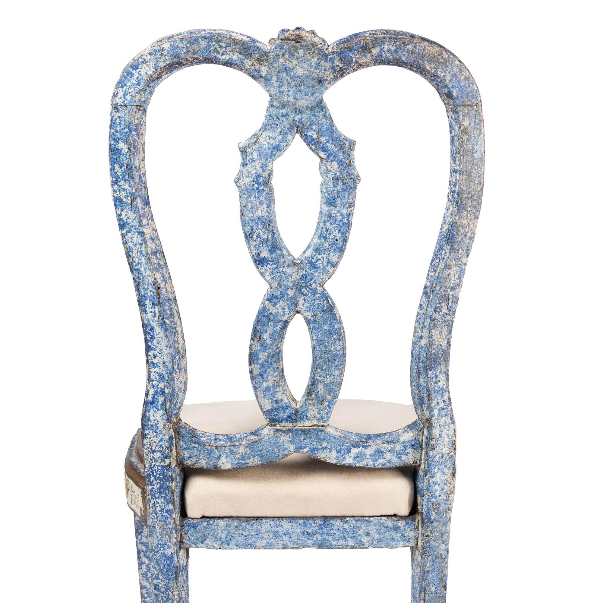 Italienischer Barock-Beistellstuhl „Queen Anne“ mit original lackierter Dekoration (1700er Jahre) im Angebot 6