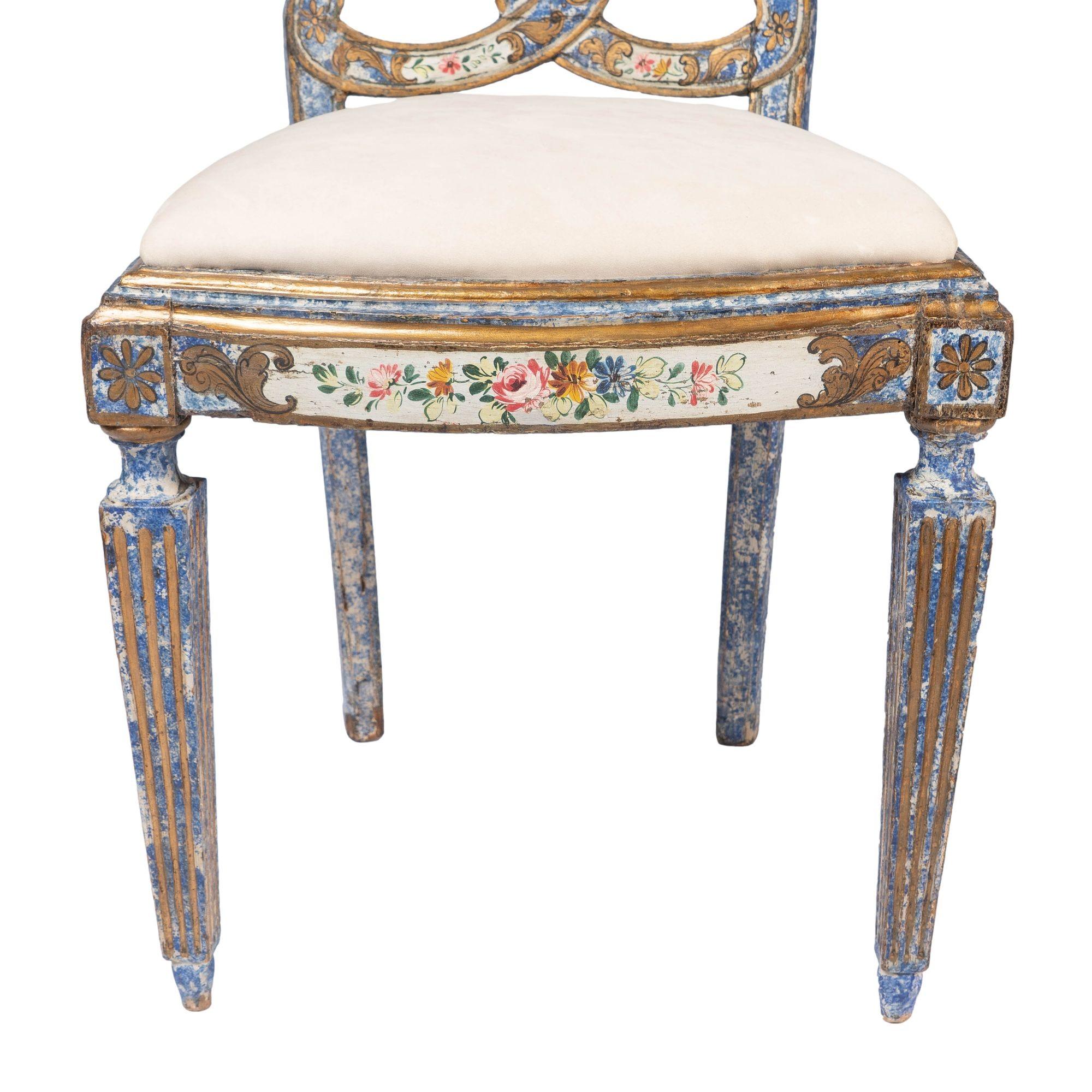 Italienischer Barock-Beistellstuhl „Queen Anne“ mit original lackierter Dekoration (1700er Jahre) im Angebot 7