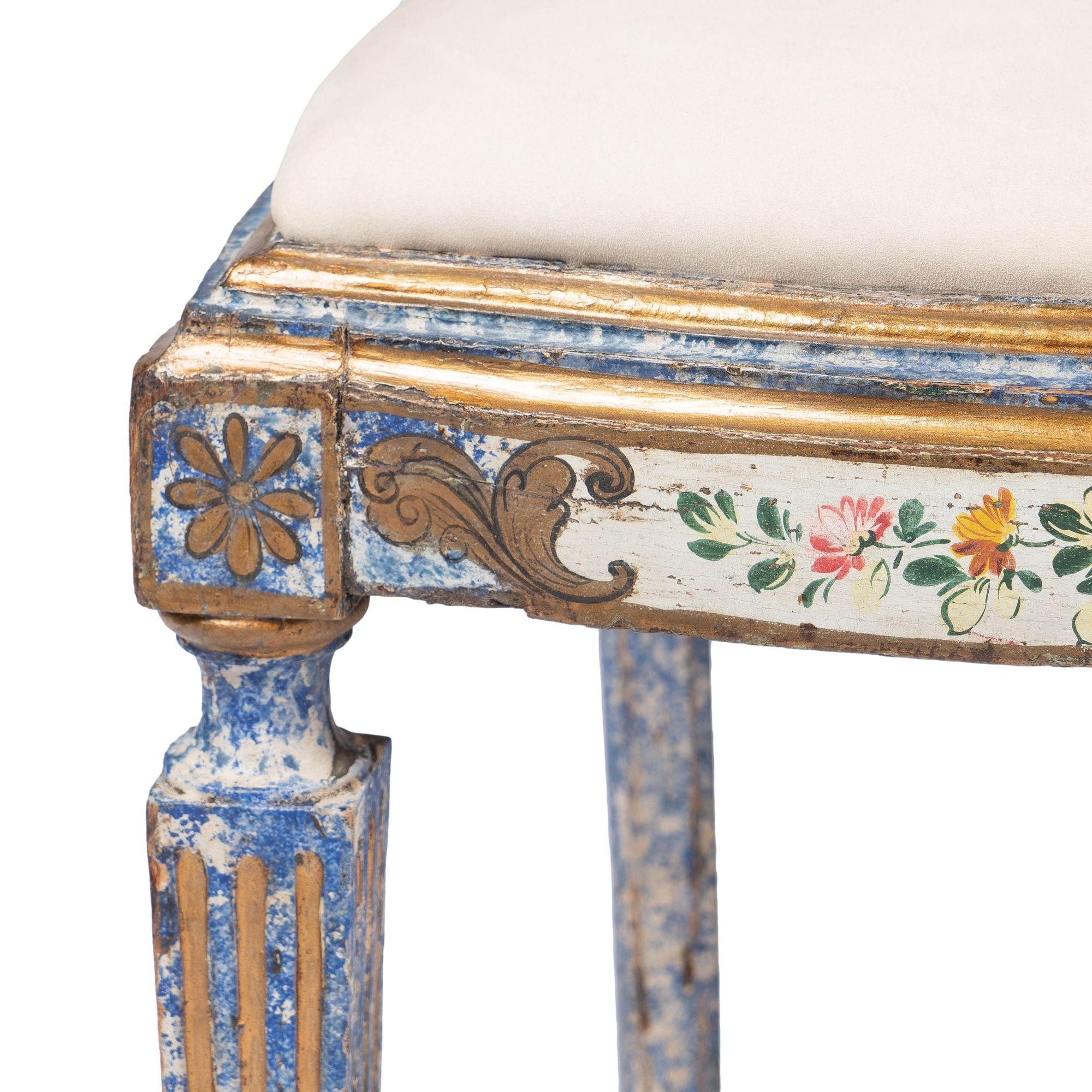 Italienischer Barock-Beistellstuhl „Queen Anne“ mit original lackierter Dekoration (1700er Jahre) im Angebot 8