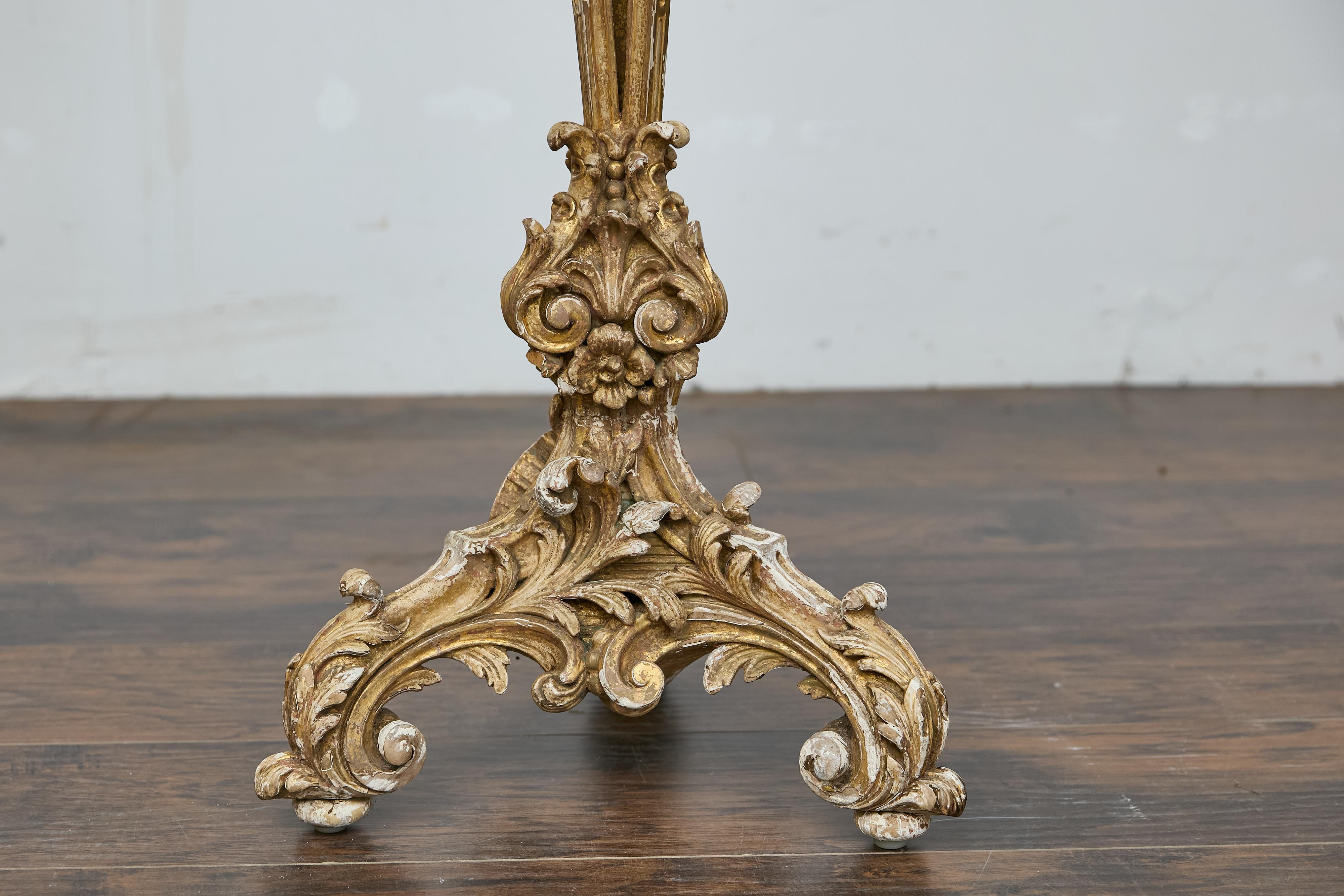 Italian Baroque Revival 19th-Century Carved Gilt Table with Zebra Hide Top For Sale 4