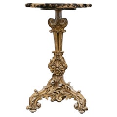 Italian Baroque Revival 19th-Century Carved Gilt Table with Zebra Hide Top