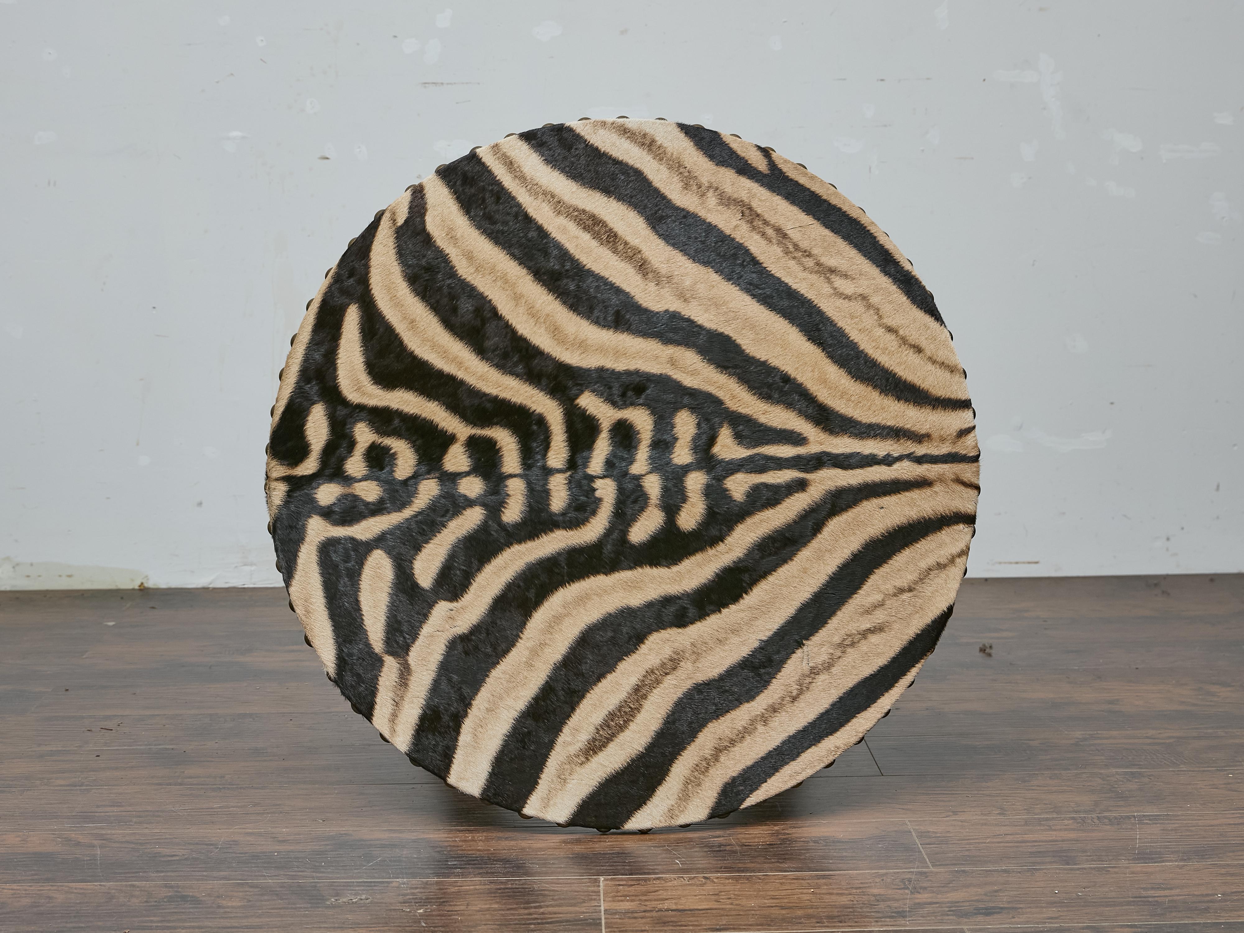 Italian Baroque Revival Bleached Walnut Table with Zebra Hide Top, 19th Century For Sale 7
