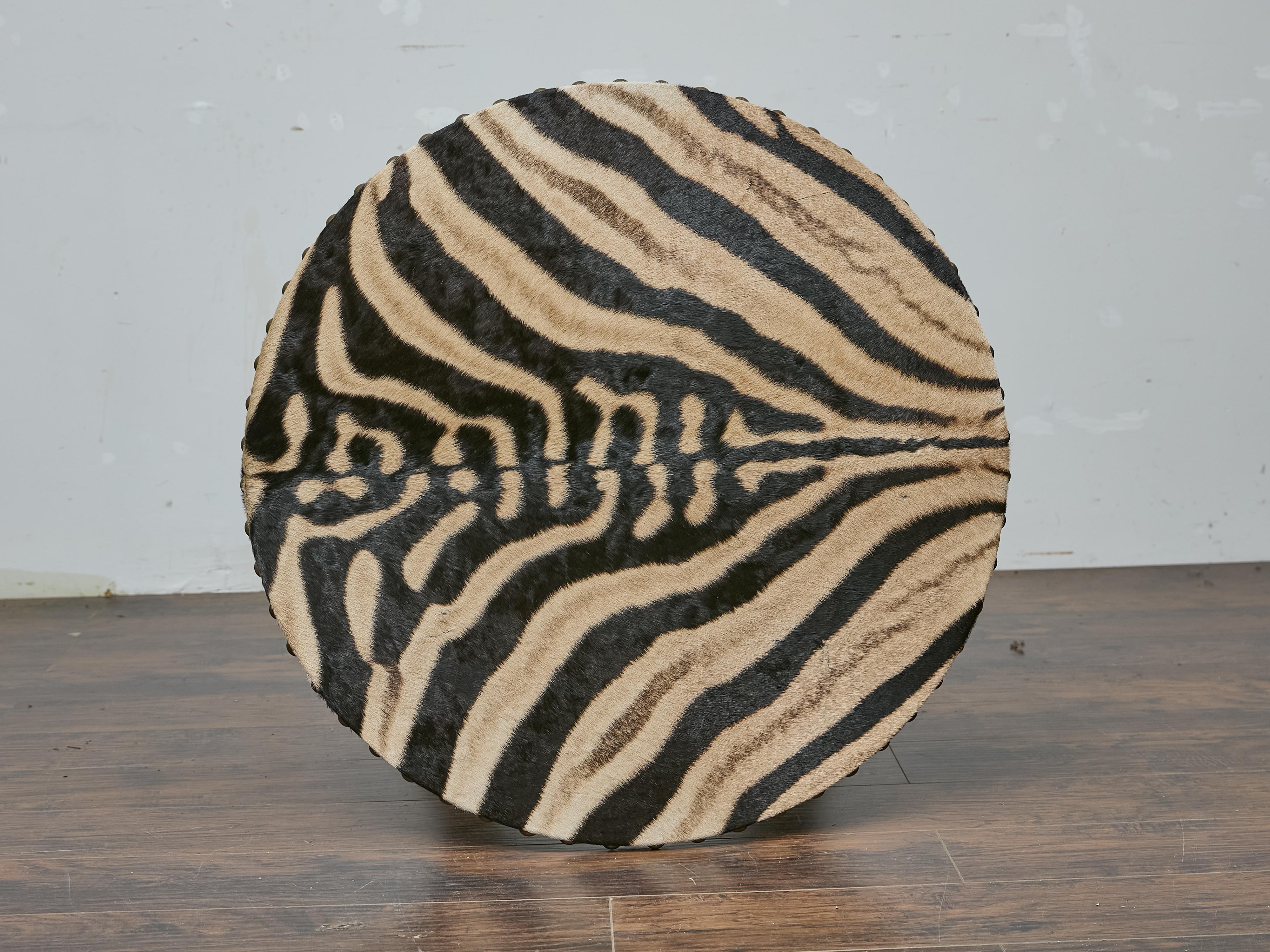 Italian Baroque Revival Bleached Walnut Table with Zebra Hide Top, 19th Century For Sale 8