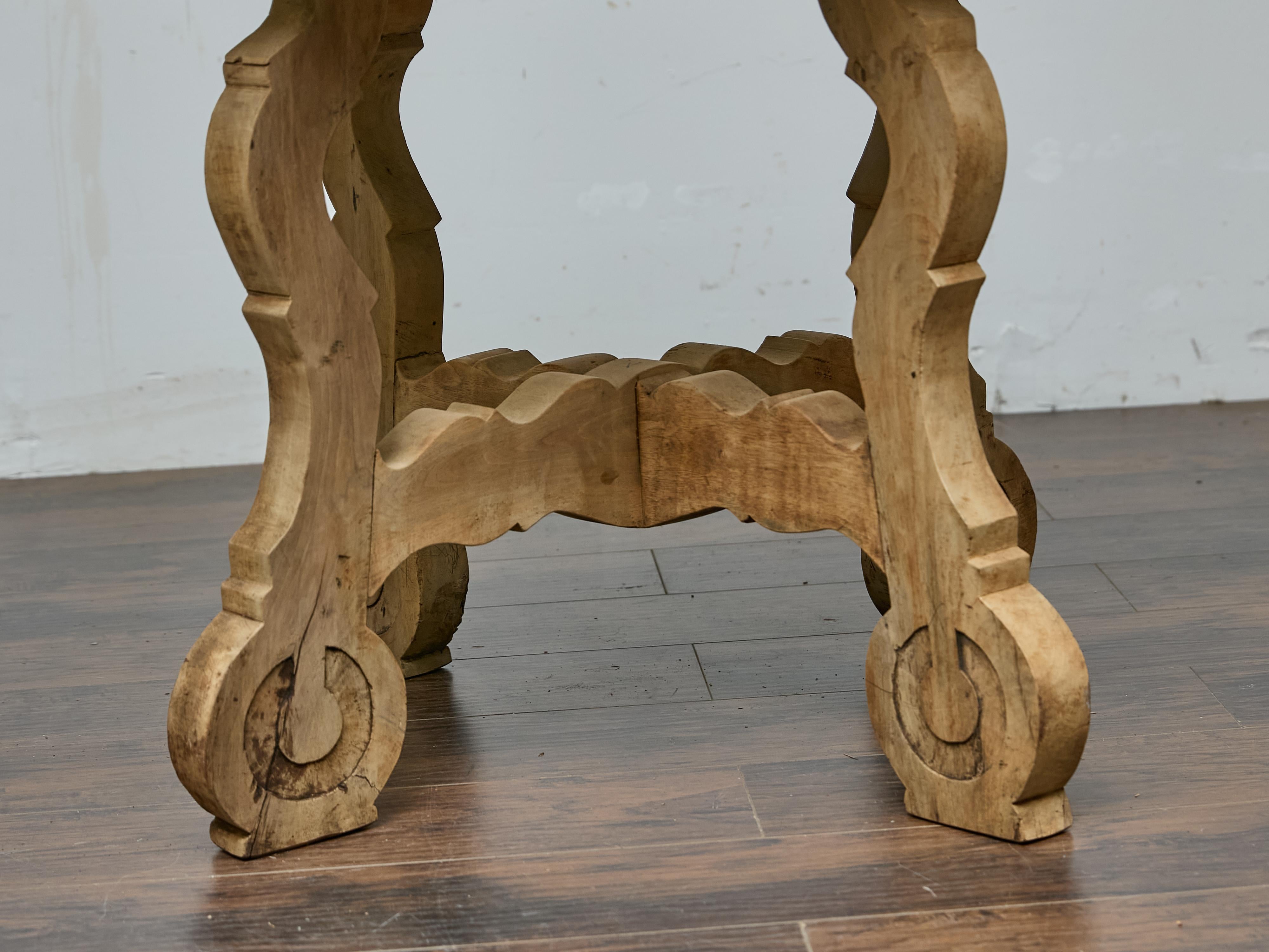 Italian Baroque Revival Bleached Walnut Table with Zebra Hide Top, 19th Century For Sale 4
