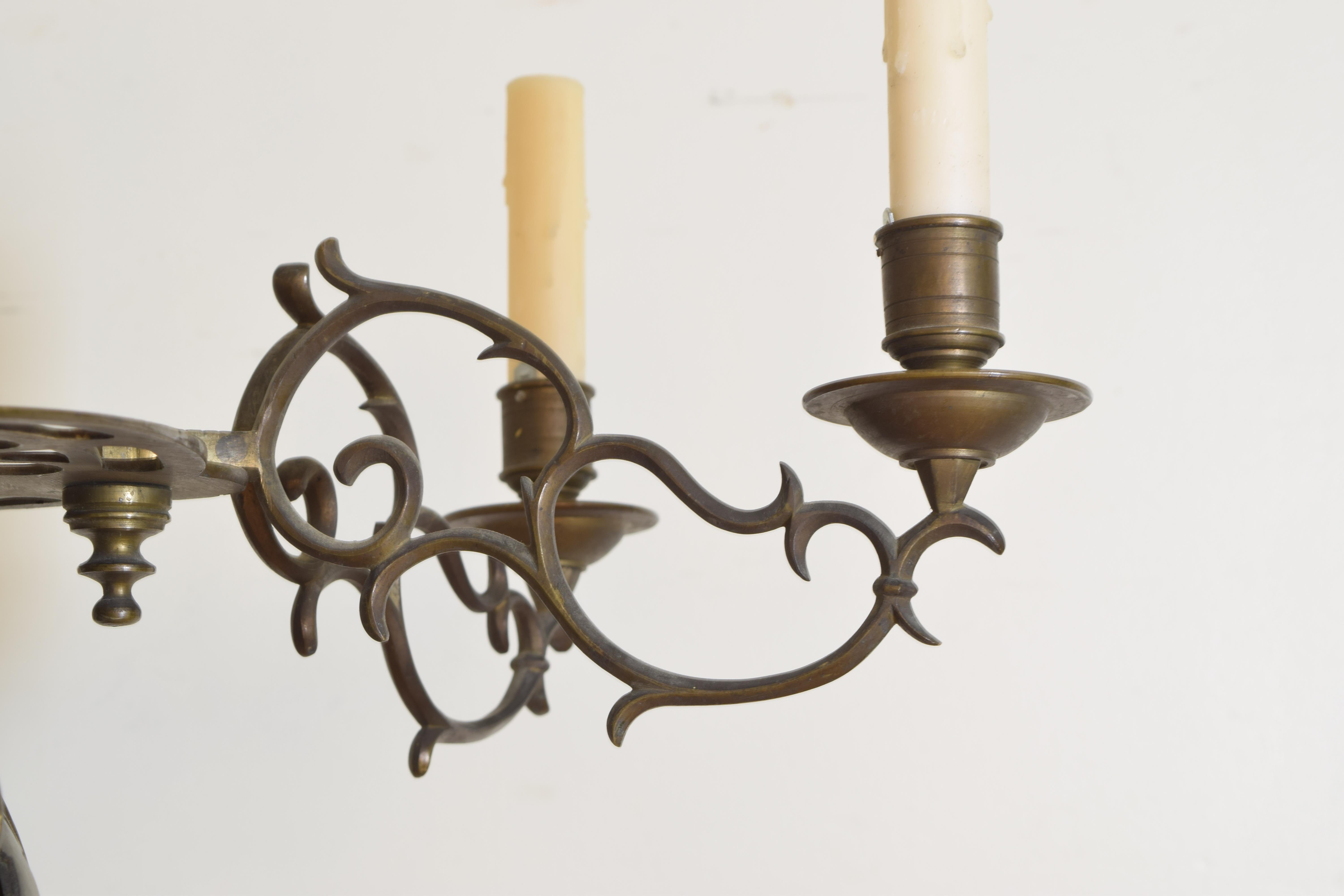 Italian Baroque Revival Bronze 6-Light Chandelier, Second Half of 19th Century 4