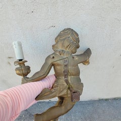 Wandleuchte im Stil des italienischen Barock-Revivals mit geschnitztem und vergoldetem Putto mit Flügeln, frühes 19. Jahrhundert