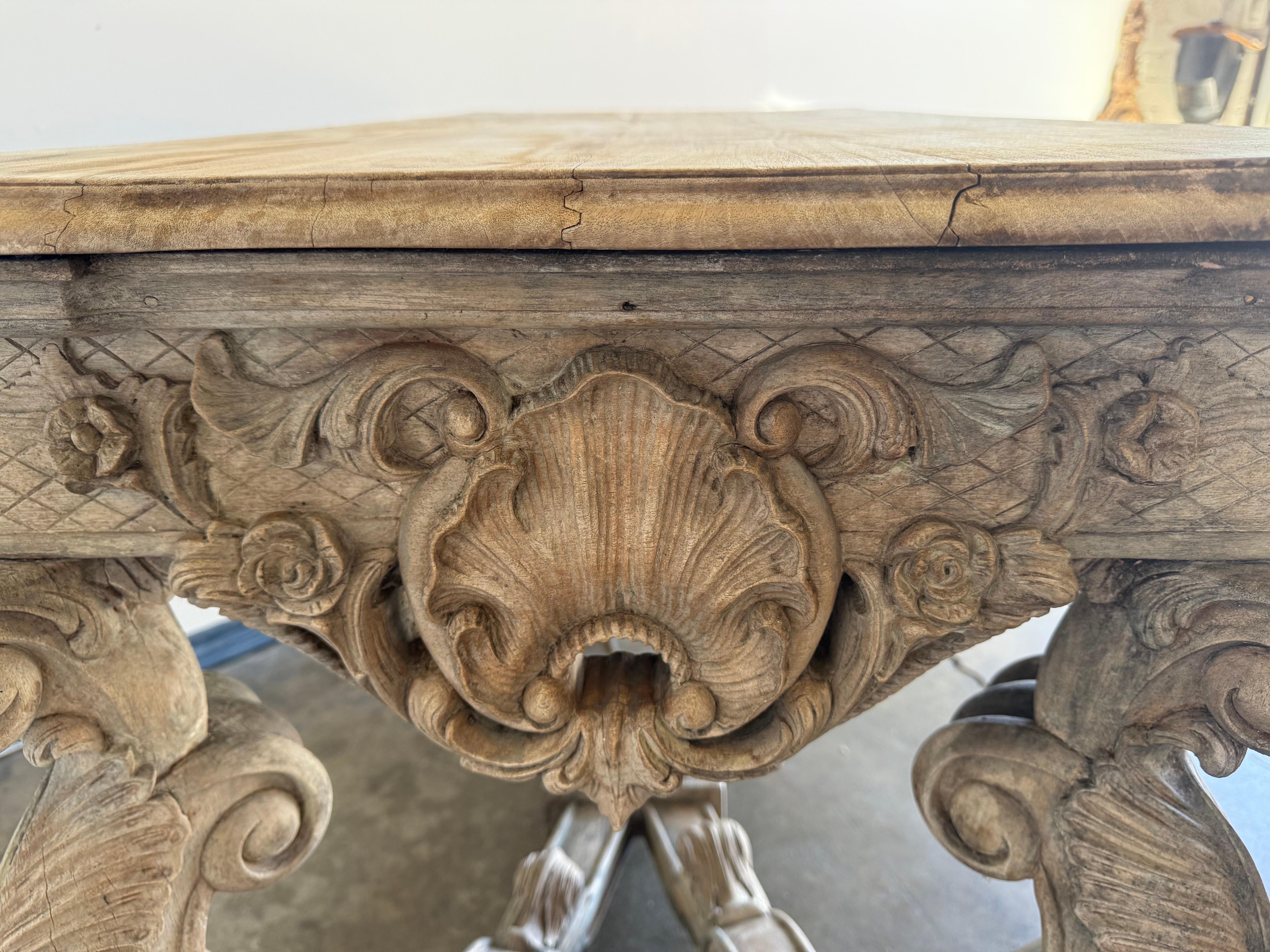 Italian Baroque Revival Carved Wood Console Table For Sale 11