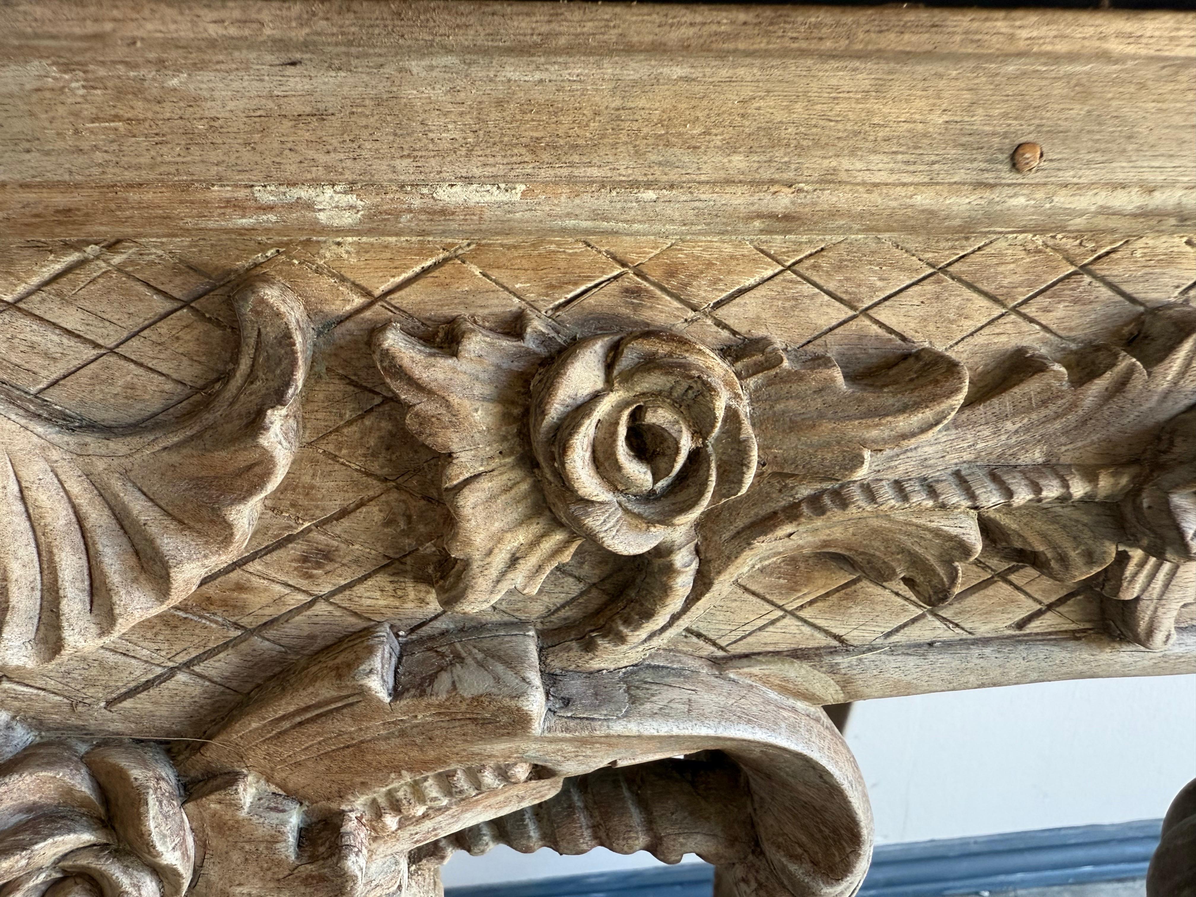 Italian Baroque Revival Carved Wood Console Table For Sale 4
