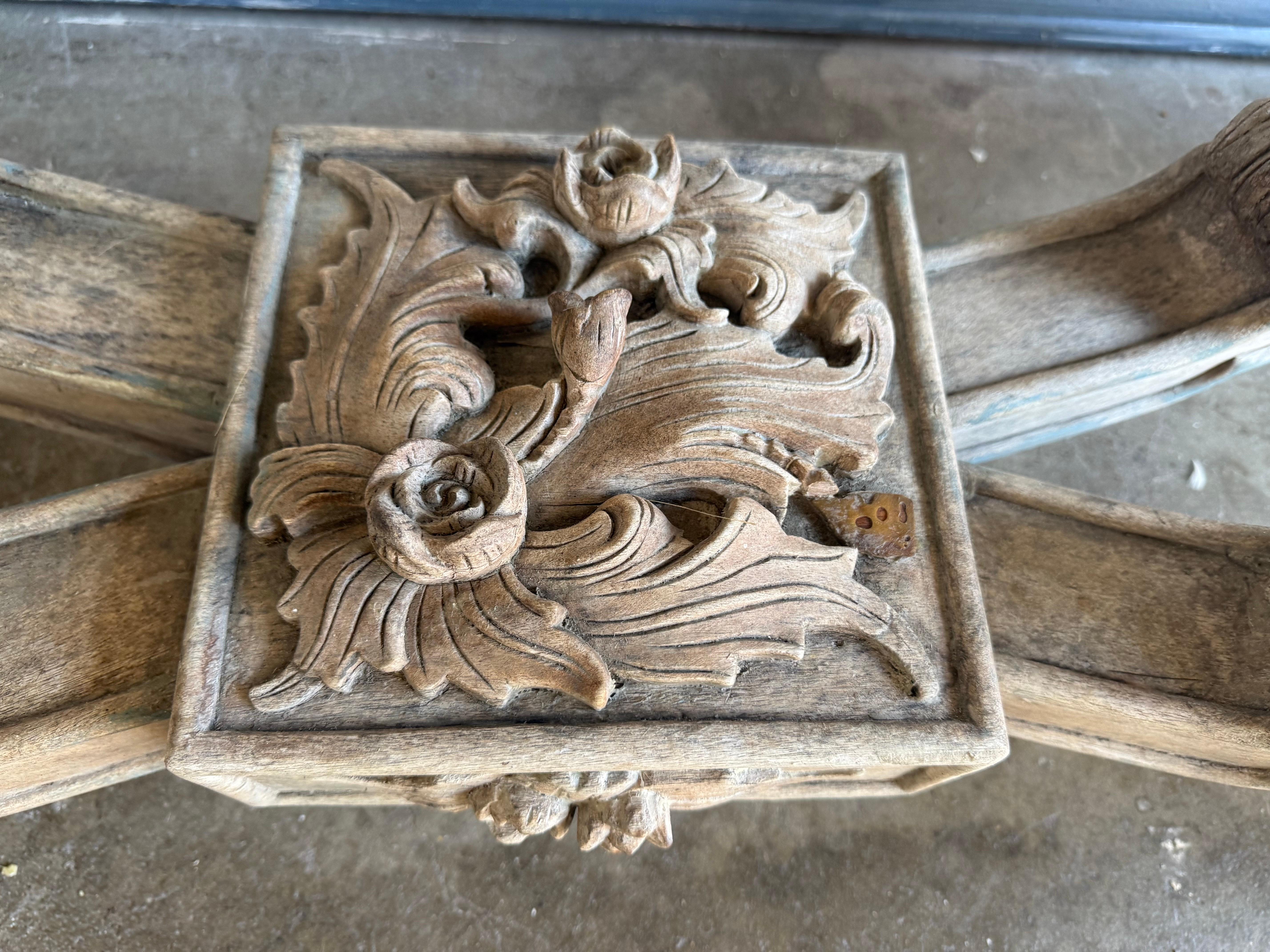 Italian Baroque Revival Carved Wood Console Table For Sale 5
