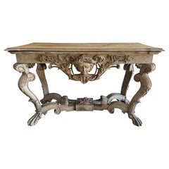 Italian Baroque Revival Carved Wood Console Table