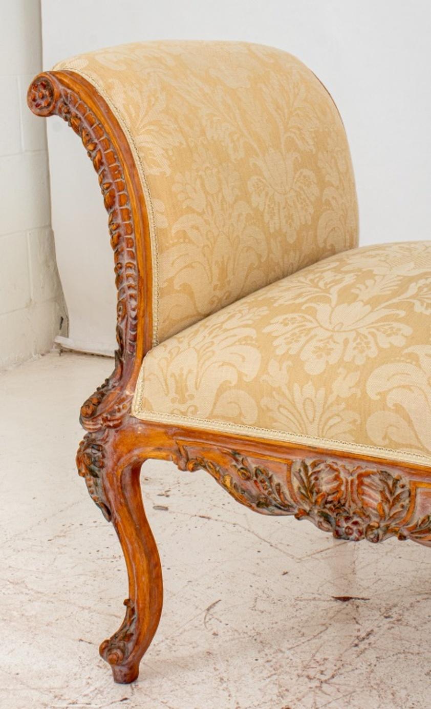 Italian Baroque Revival Cerused Upholstered Bench 1