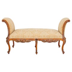Antique Italian Baroque Revival Cerused Upholstered Bench