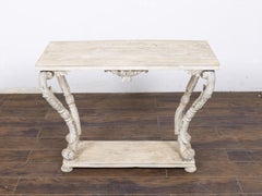 Italian Baroque Revival Painted Console Table with Carved Acanthus, Circa 1840