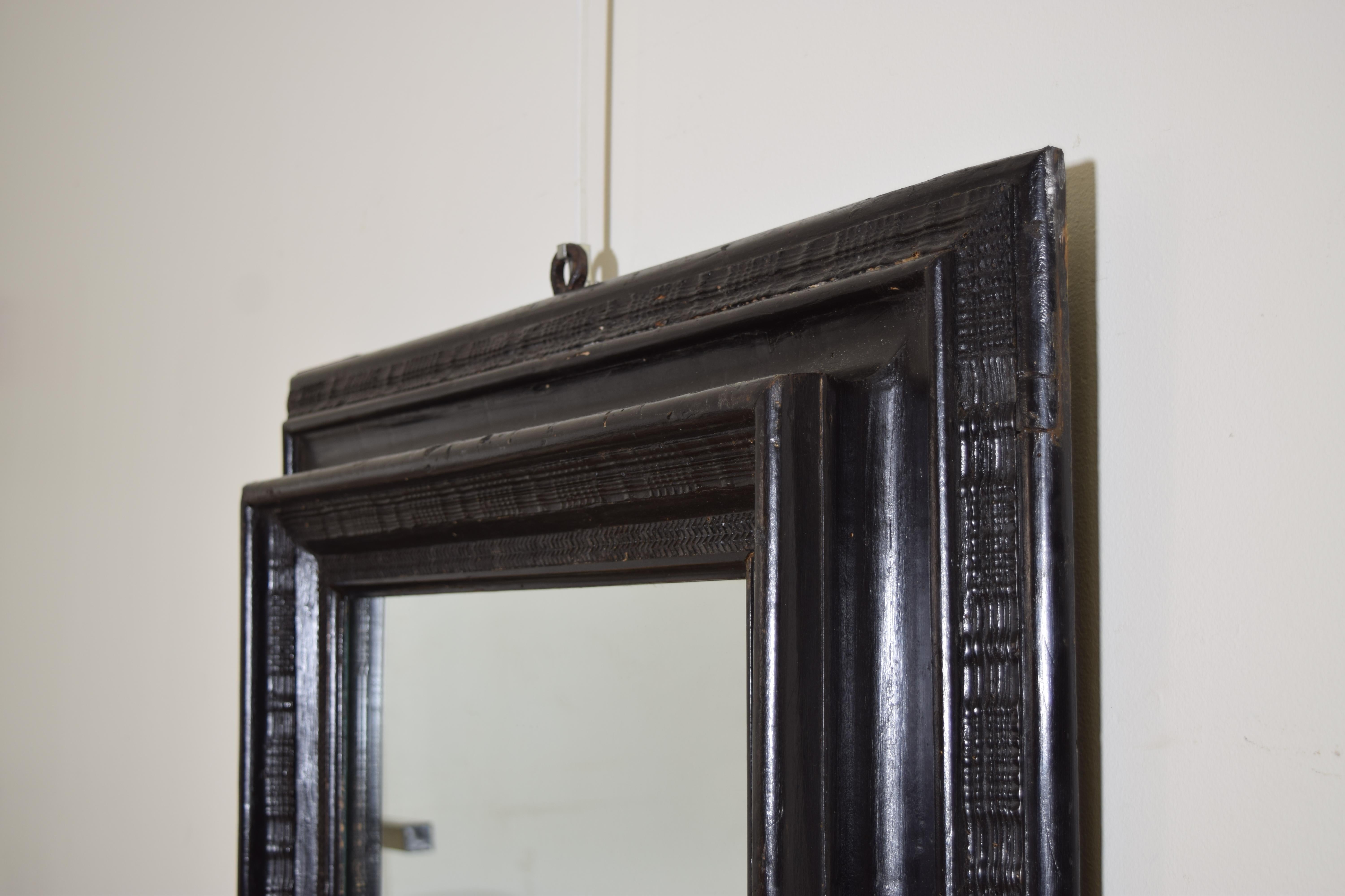 Late 19th Century Italian Baroque Revival Period Guilloche Carved & Ebonized Mirror, 3rdq 19th cen For Sale