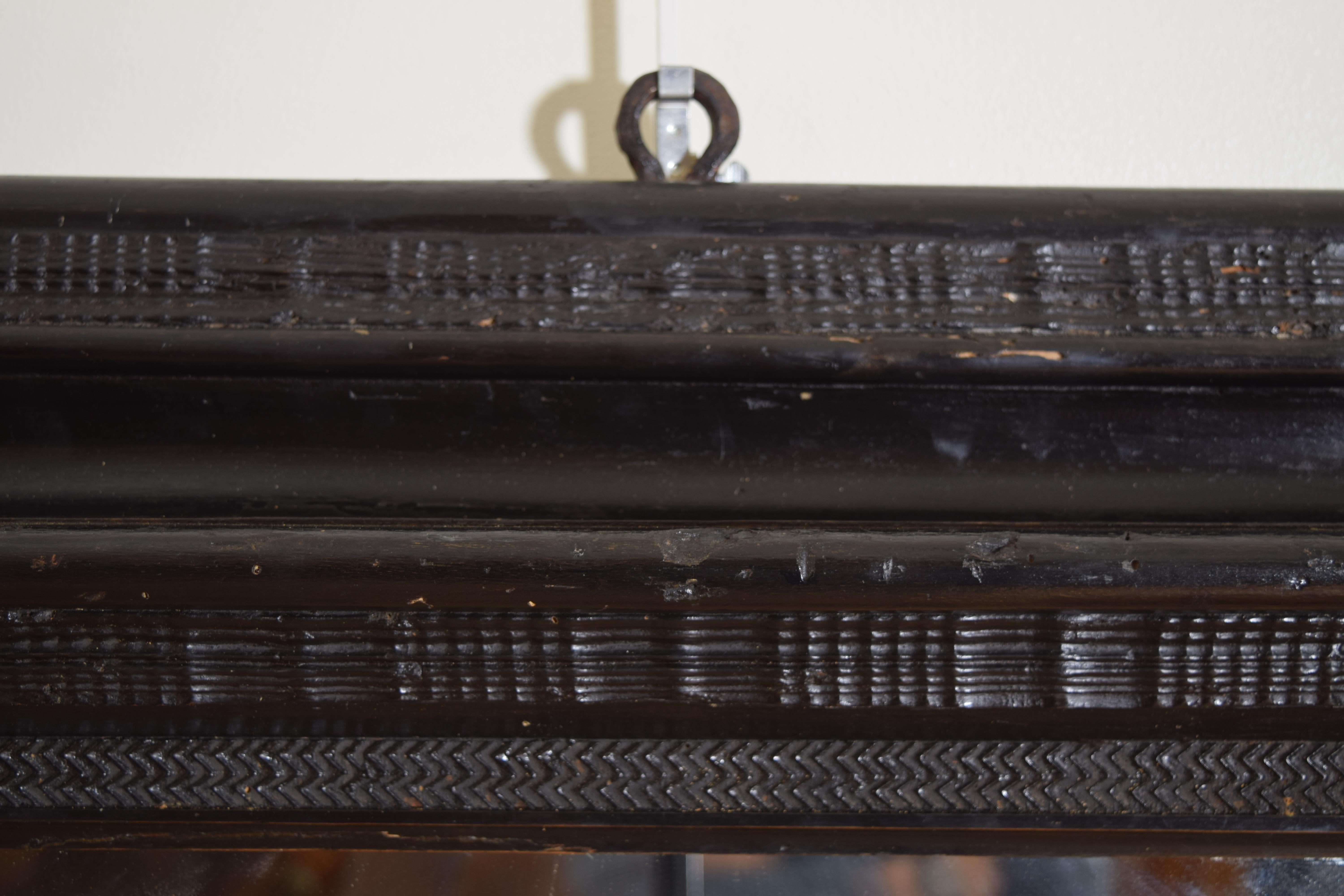 Italian Baroque Revival Period Guilloche Carved & Ebonized Mirror, 3rdq 19th cen For Sale 1