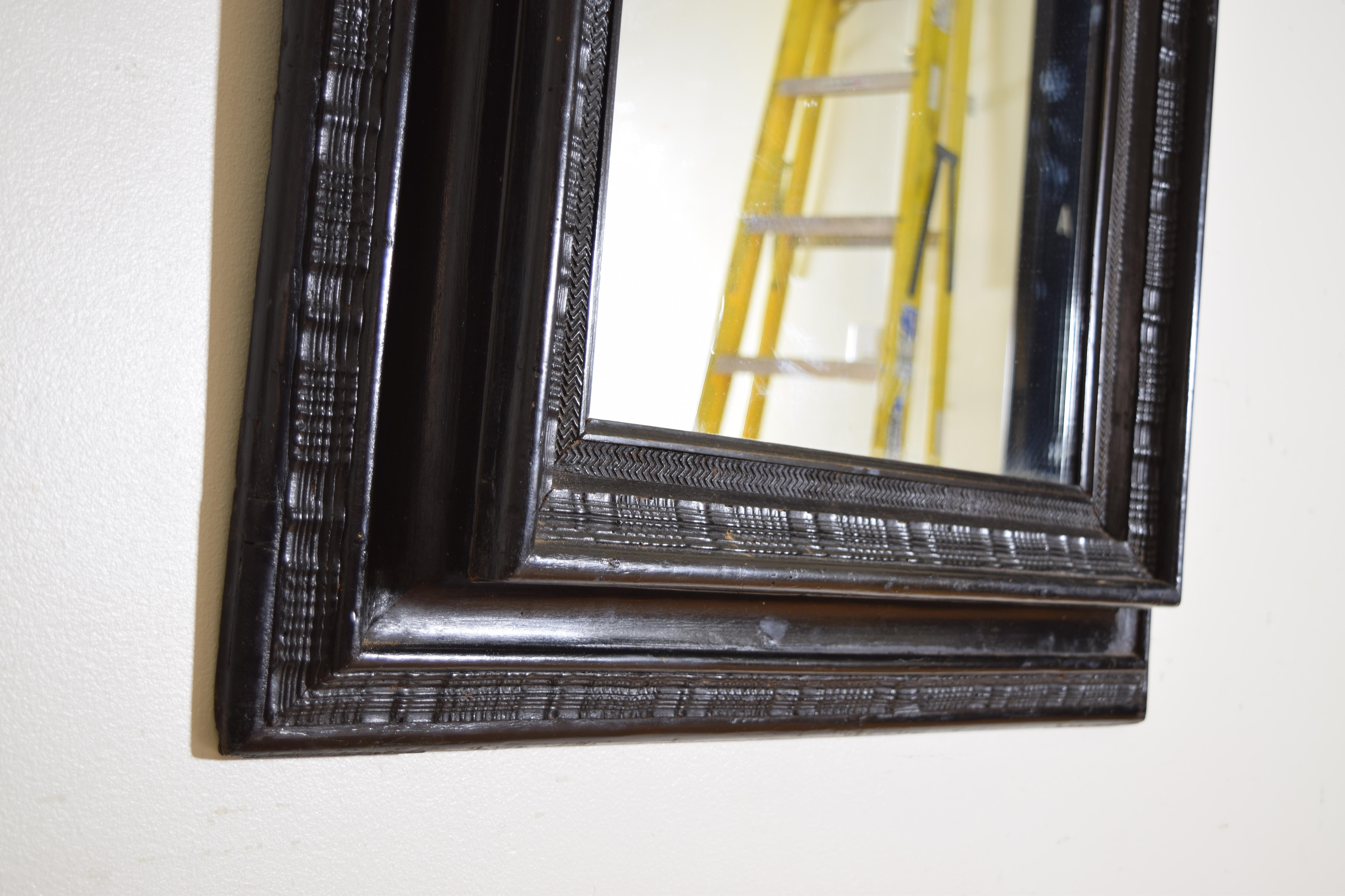Italian Baroque Revival Period Guilloche Carved & Ebonized Mirror, 3rdq 19th cen For Sale 2