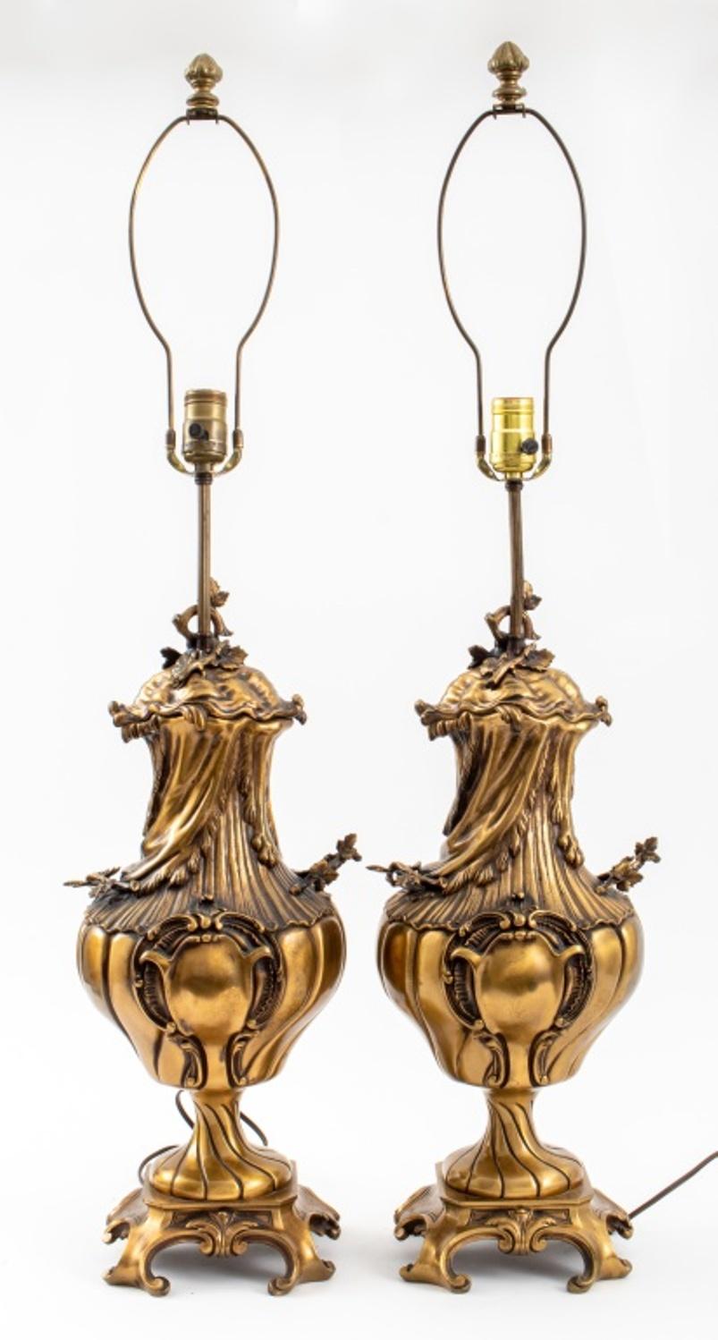 Italian Baroque Revival Style Bronze Lamps, Pair For Sale 2