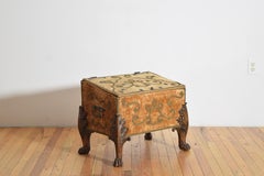 Italian, Baroque Revival, Velvet Upholstered Large Footed Box, ca. 1875