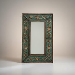 Specchio da parete in stile barocco italiano, Wood Wood dorato, Verre Églomisé, anni '60