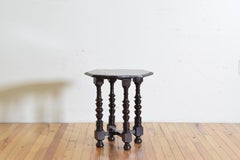 Italian Baroque Revival Walnut Octagonal Side Table, 19th Century