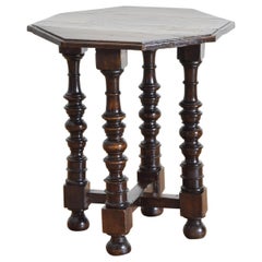 Italian Baroque Revival Walnut Octagonal Side Table, 19th Century