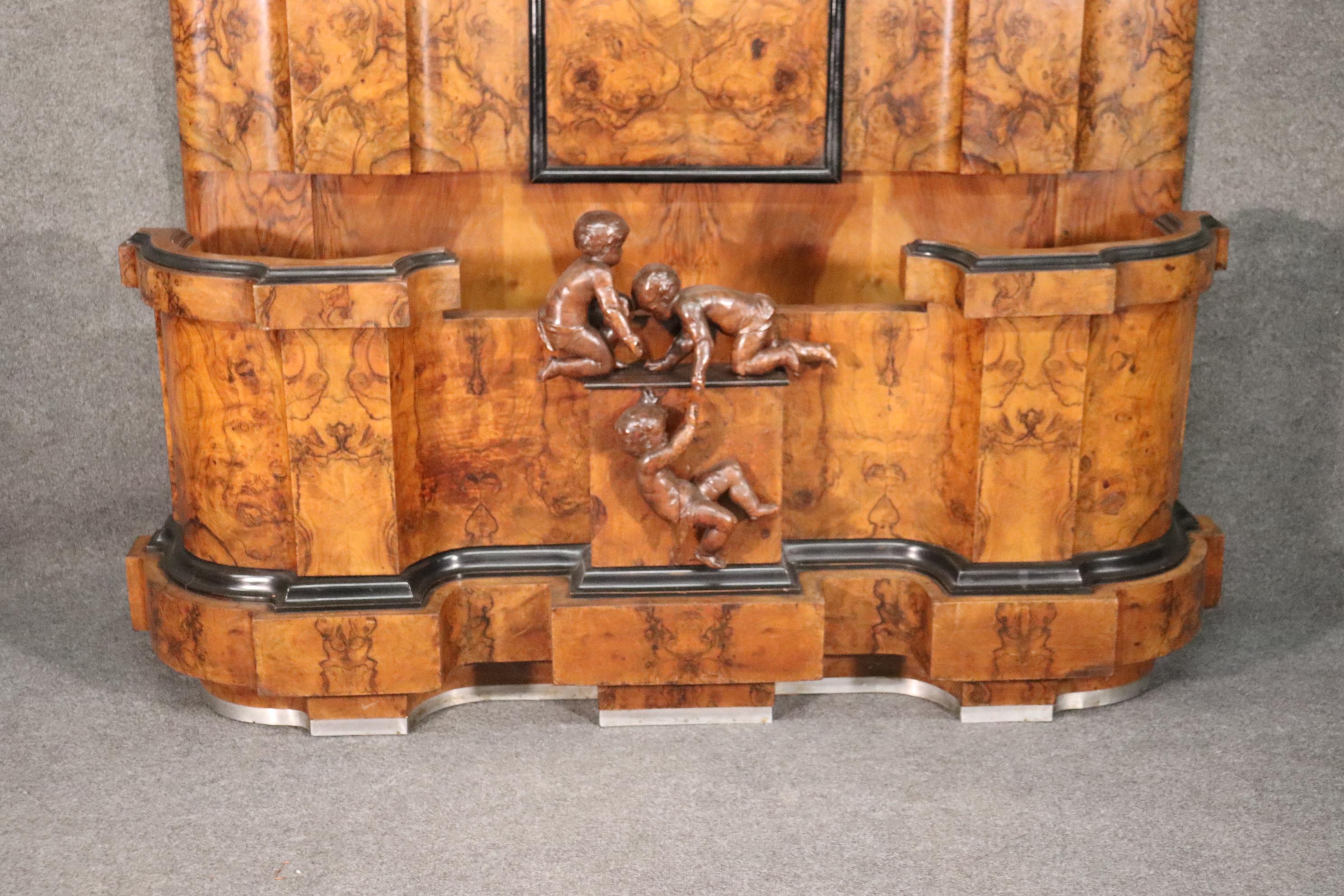 Italian Baroque Rococo Circassian Walnut Carved Putti Cherubs Near King Size Bed 14