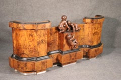 Italian Baroque Rococo Circassian Walnut Carved Putti Cherubs Near King Size Bed