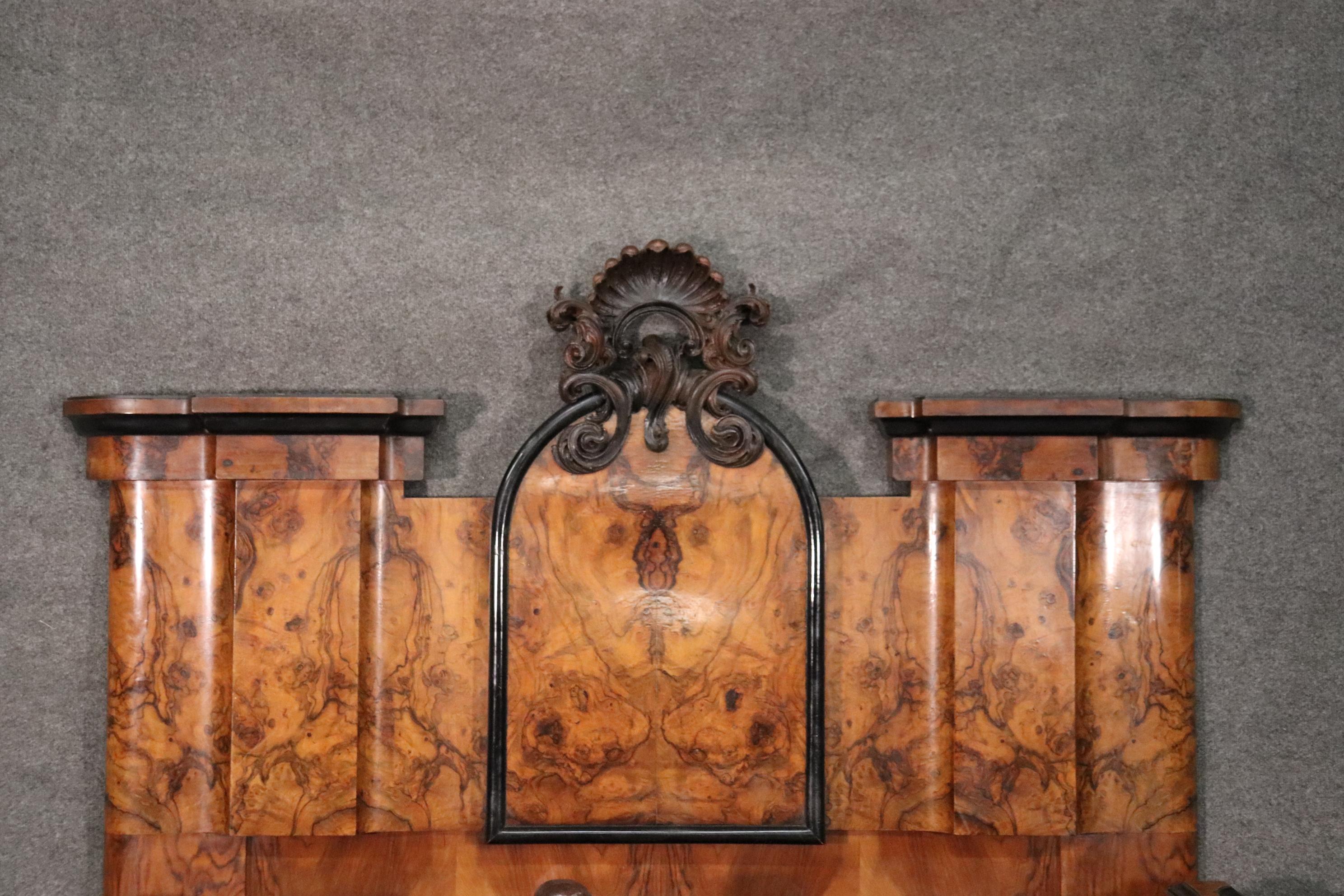 Rococo Revival Italian Baroque Rococo Circassian Walnut Carved Putti Cherubs Near King Size Bed