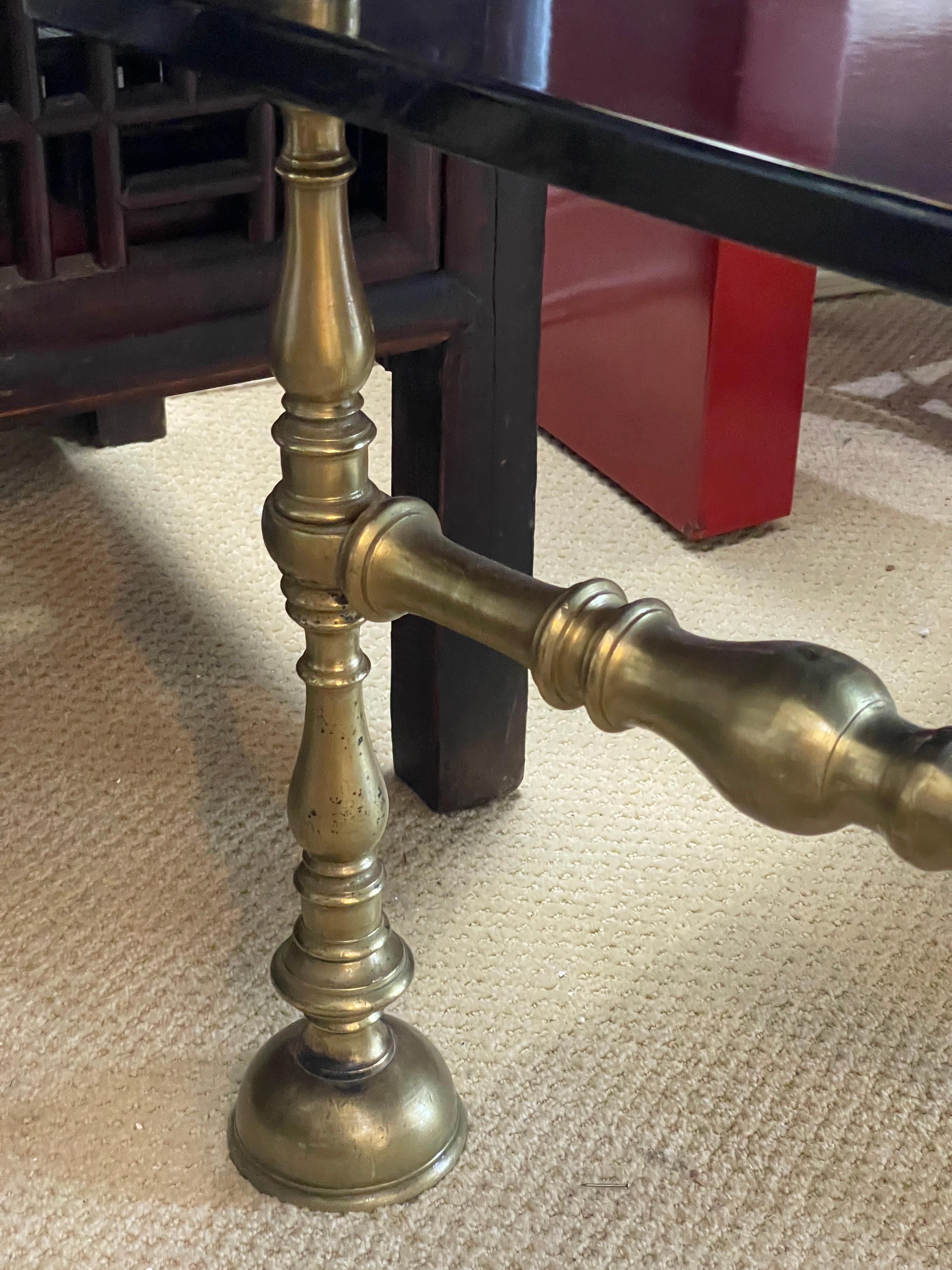 Italian Baroque Romanesque Brass & Black Lacquer 2 Tier Table 2